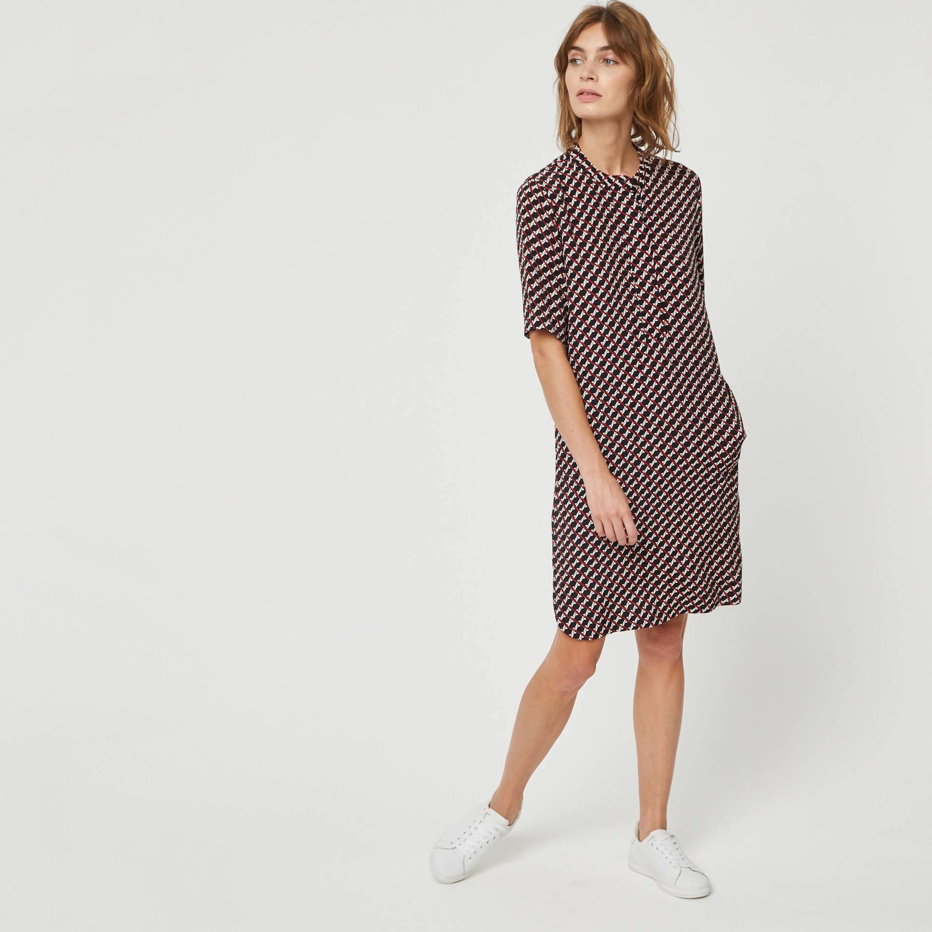Robe en viscose crepe imprimee, Bleu marine, large image number 0.0