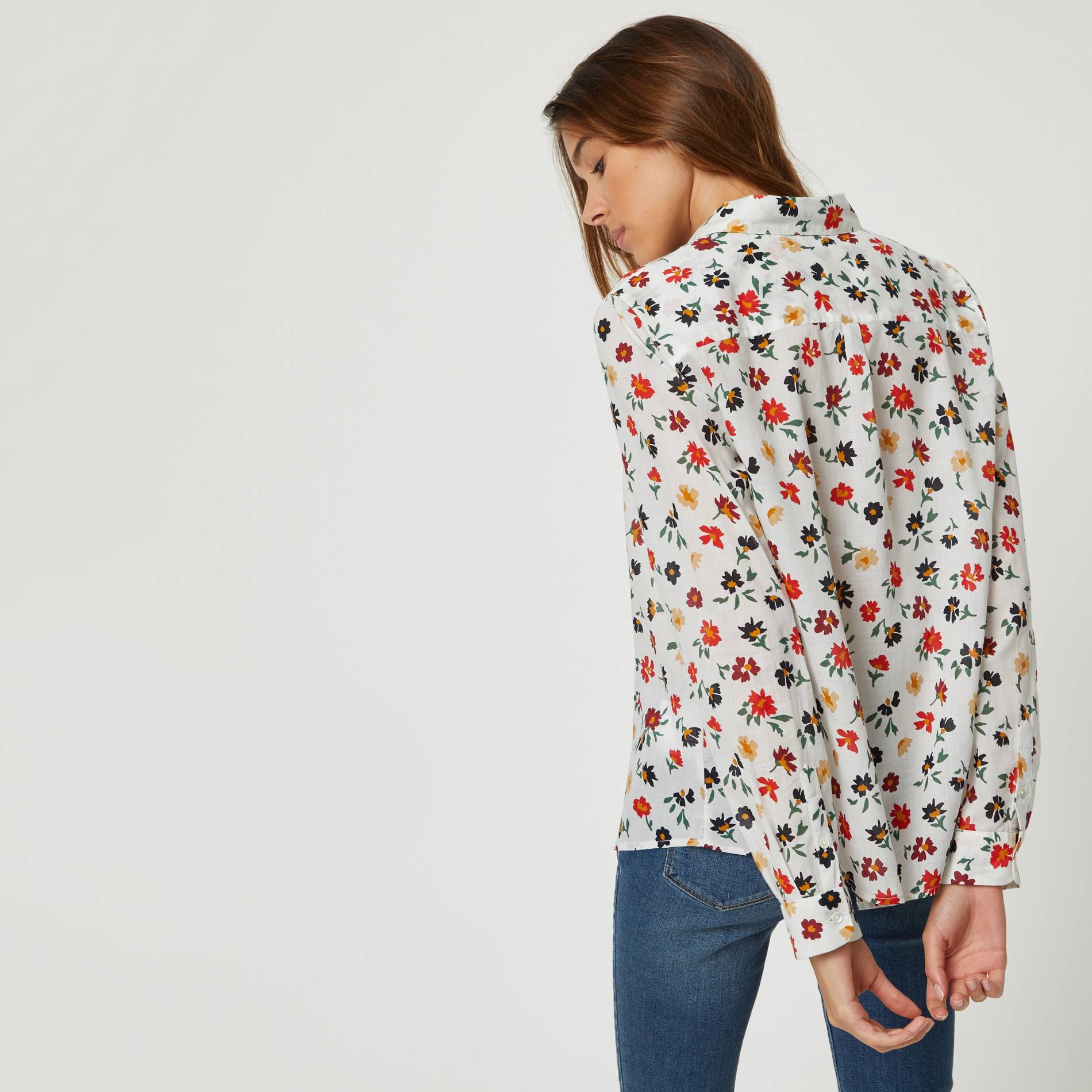 Chemise imprimee manches longues en coton BIO, Ecru, large image number 1