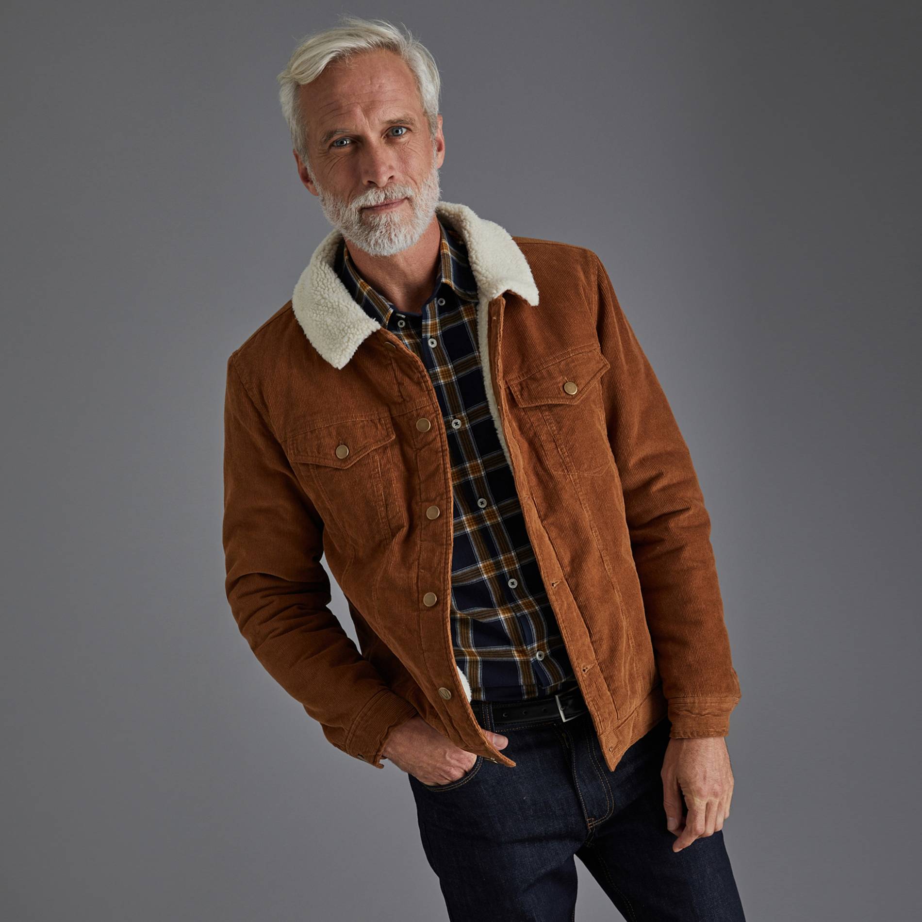 Veste en velours doublee sherpa, Caramel, large image number 0.0