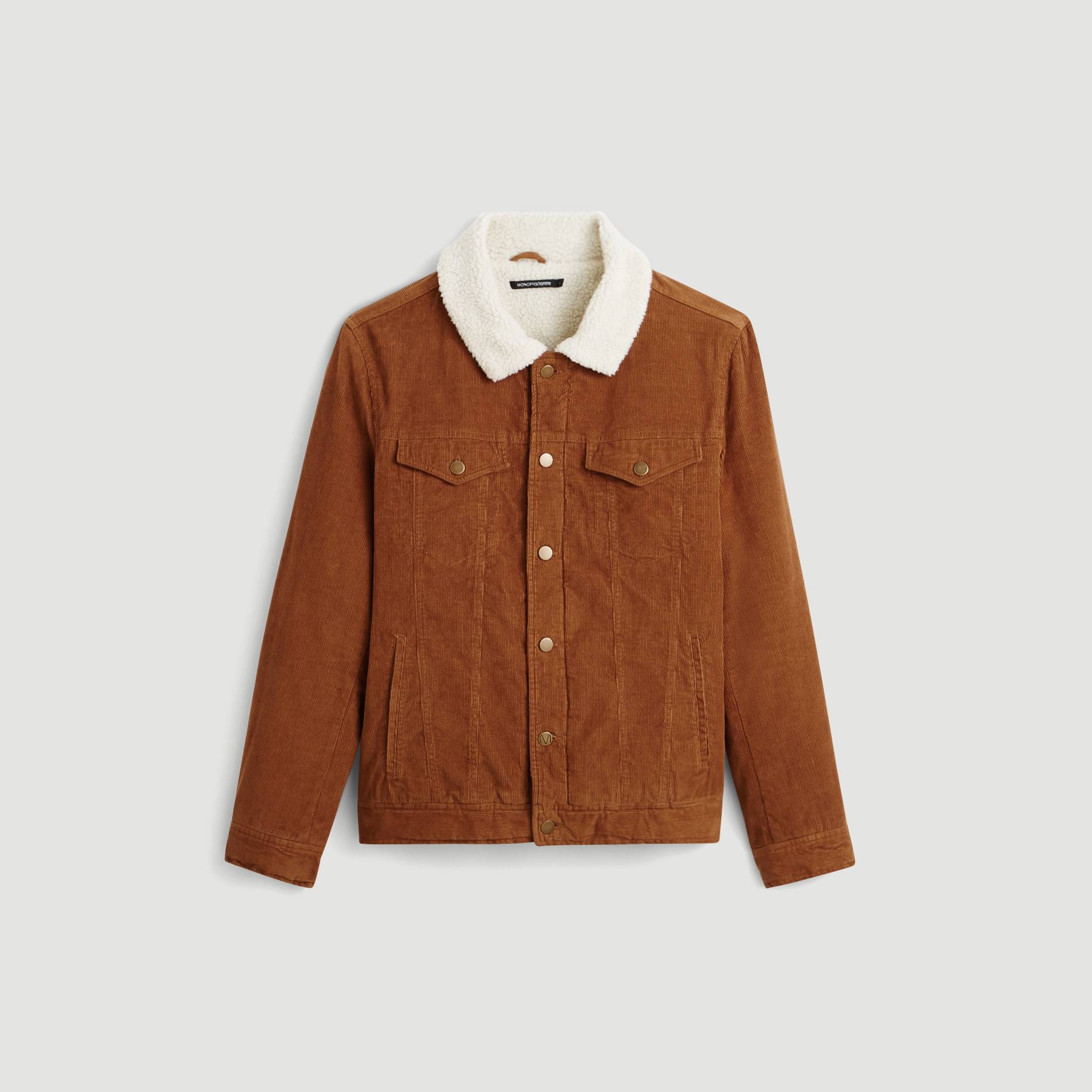 Veste en velours doublee sherpa, Caramel, large image number 2