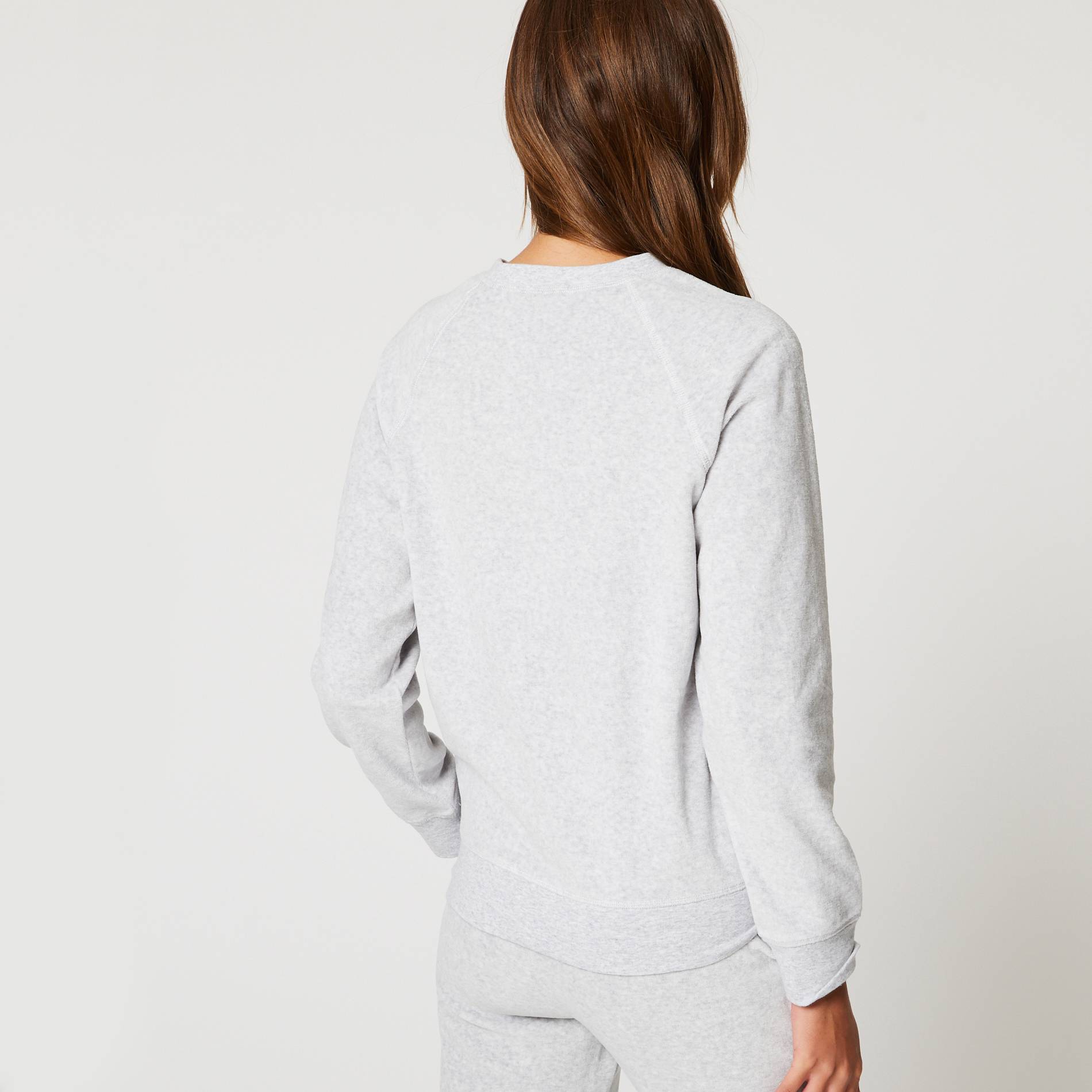 Sweat velours imprime, Gris moyen, large image number 1.0