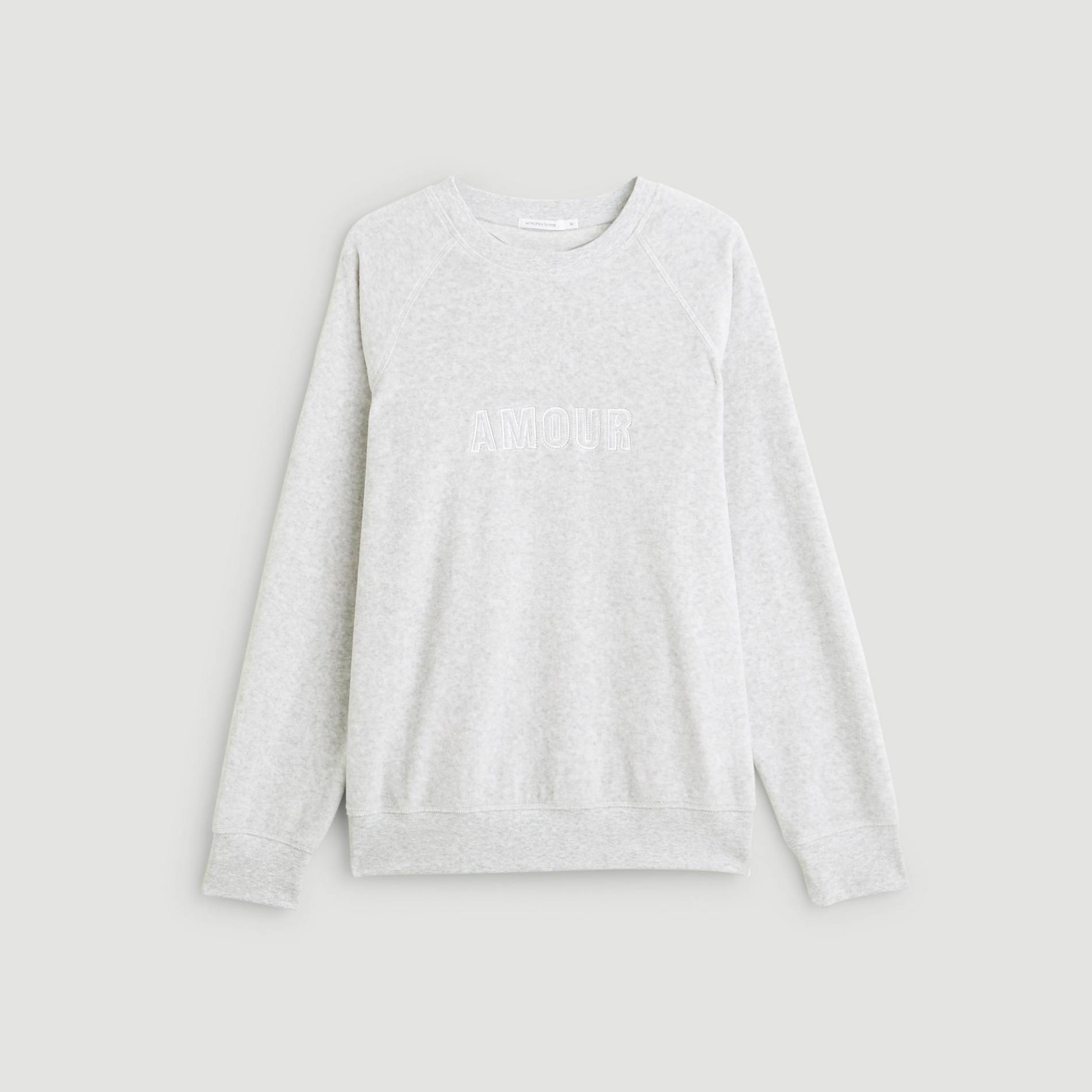 Sweat velours imprime, Gris moyen, large image number 2