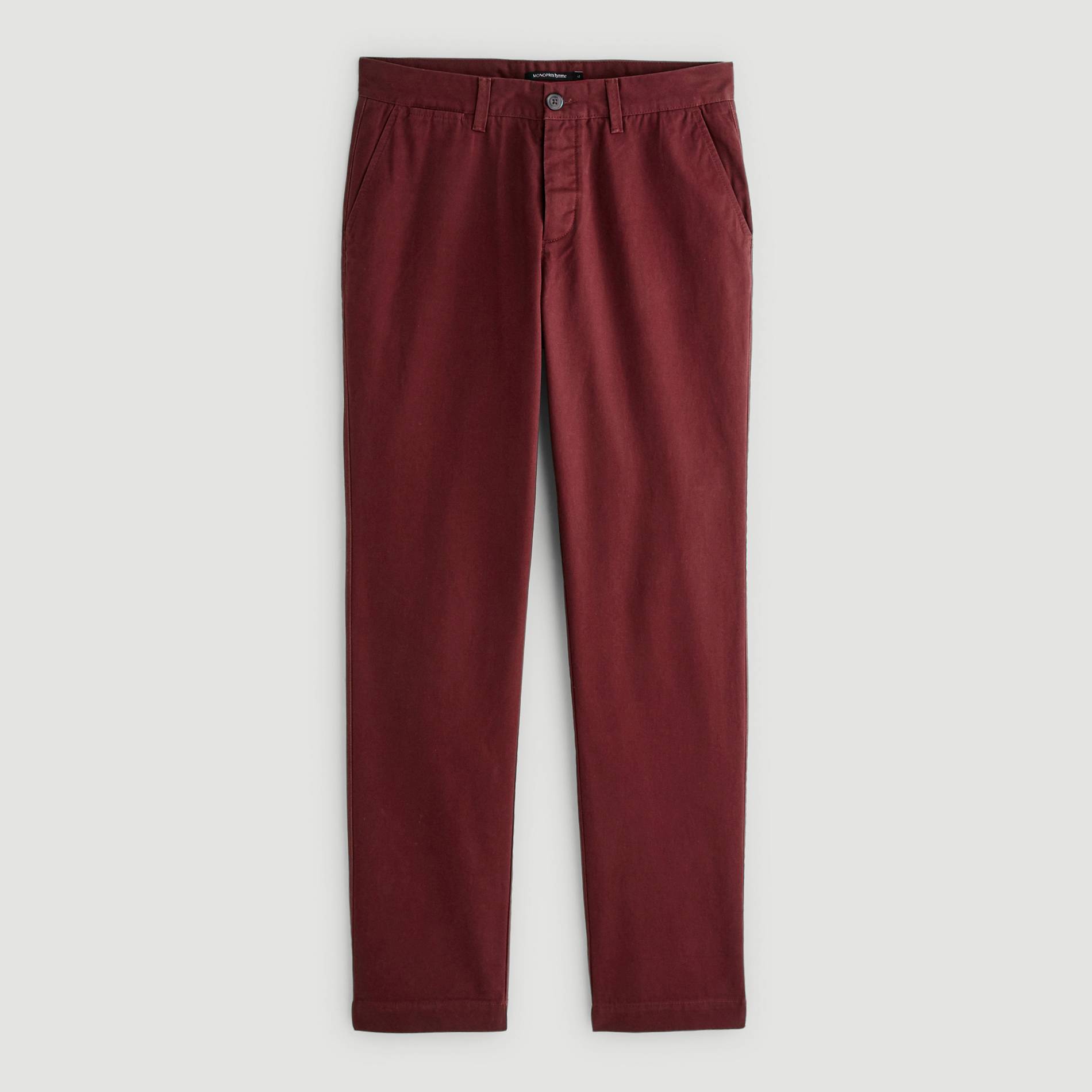 Pantalon chino coupe regular en coton BIO, Bordeaux, large image number 2