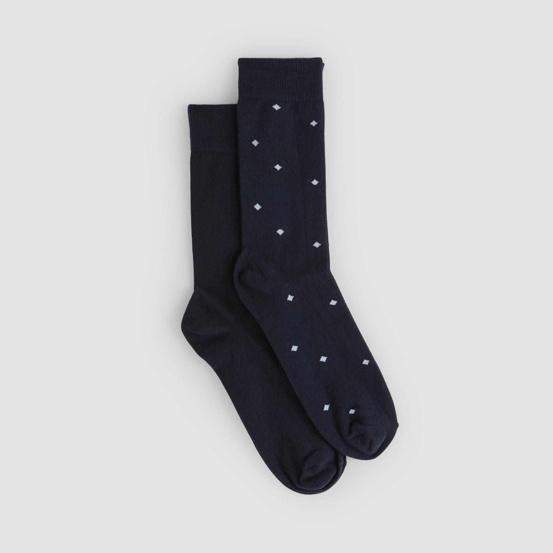 Chaussettes imprimees losanges x2, Bleu marine, large image number 1.0