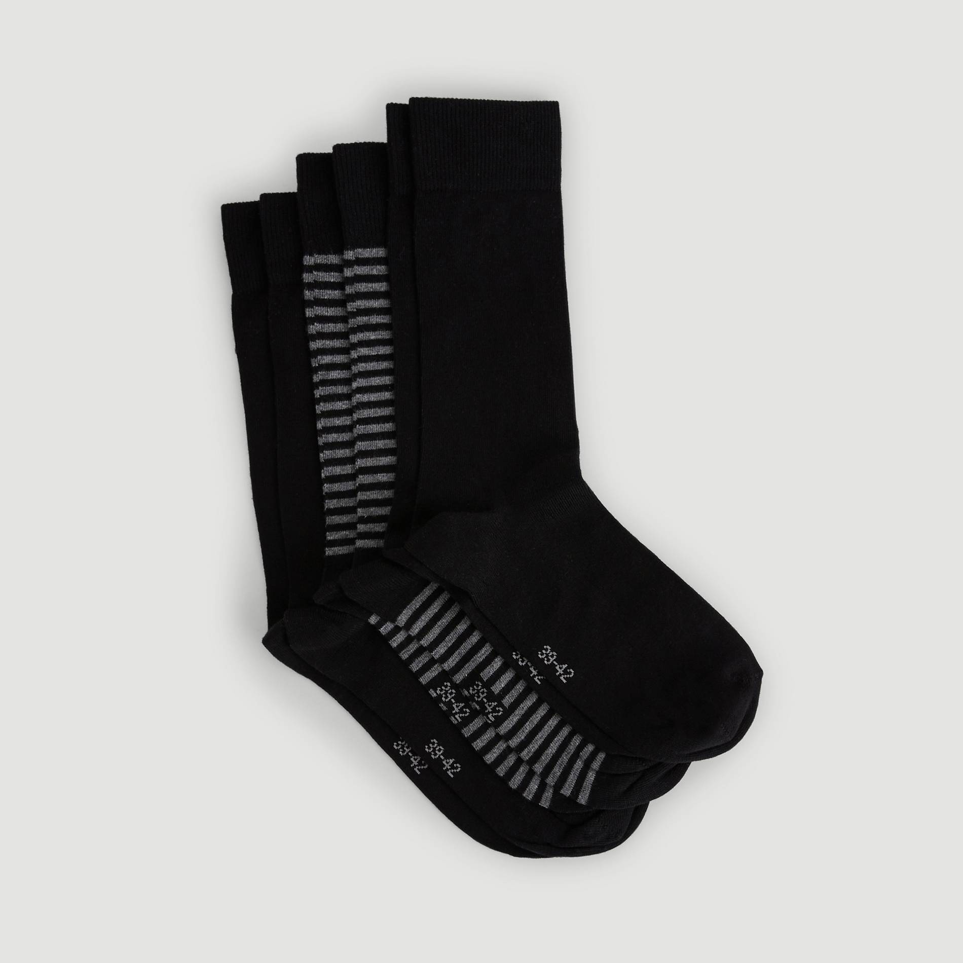 Lot de 3 paires de chaussettes rayees, Noir, large image number 1
