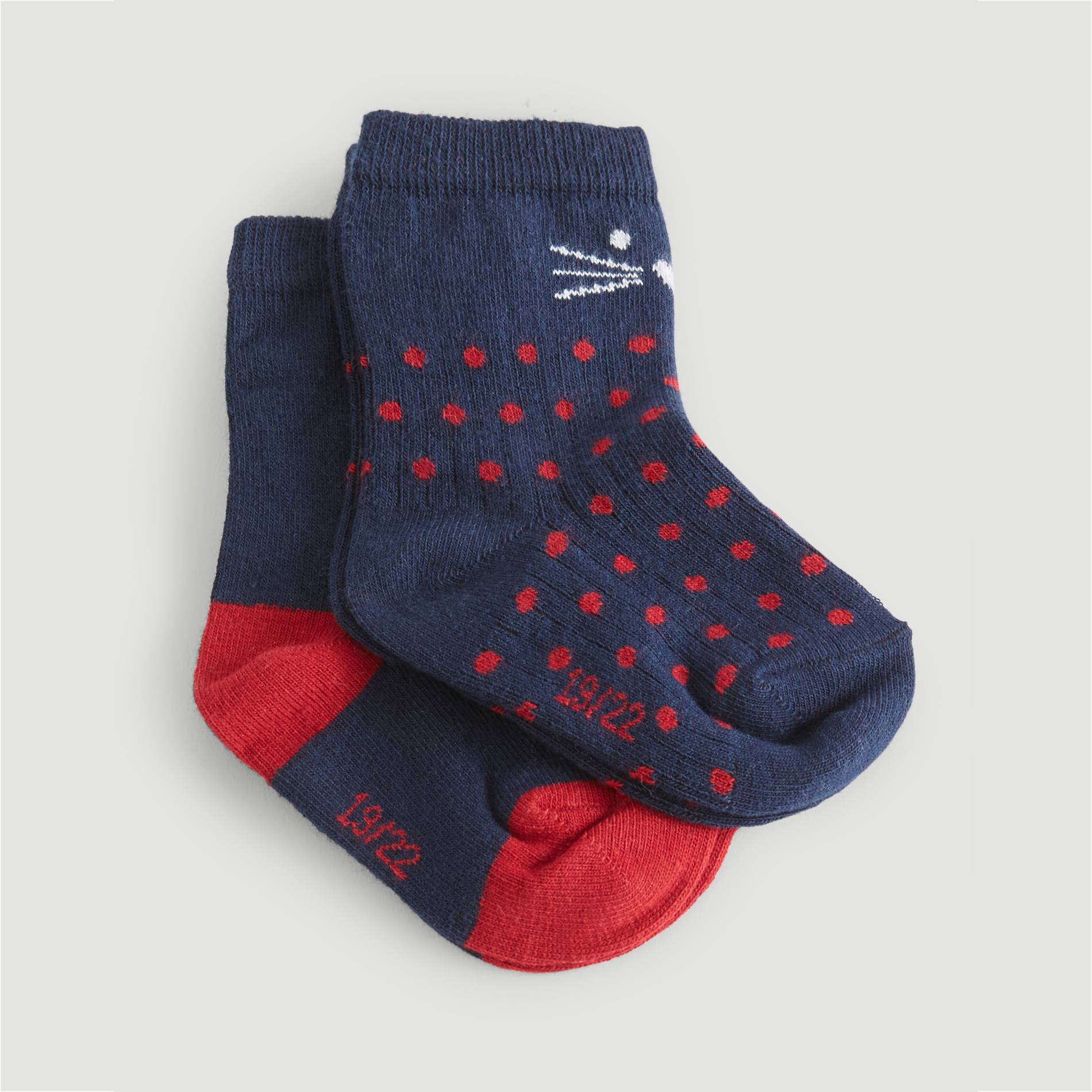 Lot de 2 paires de chaussettes fantaisie, Bleu marine, large image number 0