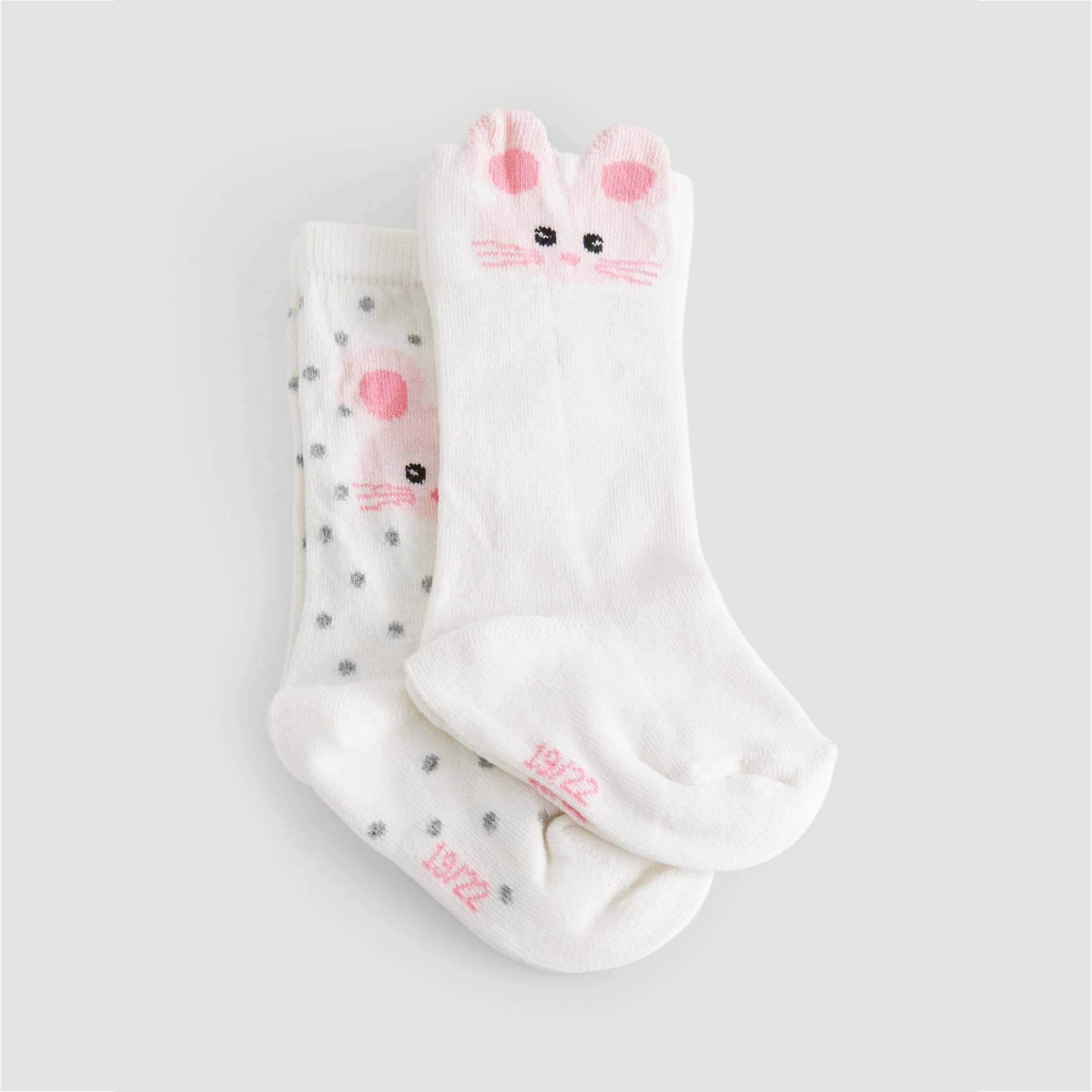 Lot de 2 paires de chaussettes hautes, Ecru, large image number 0