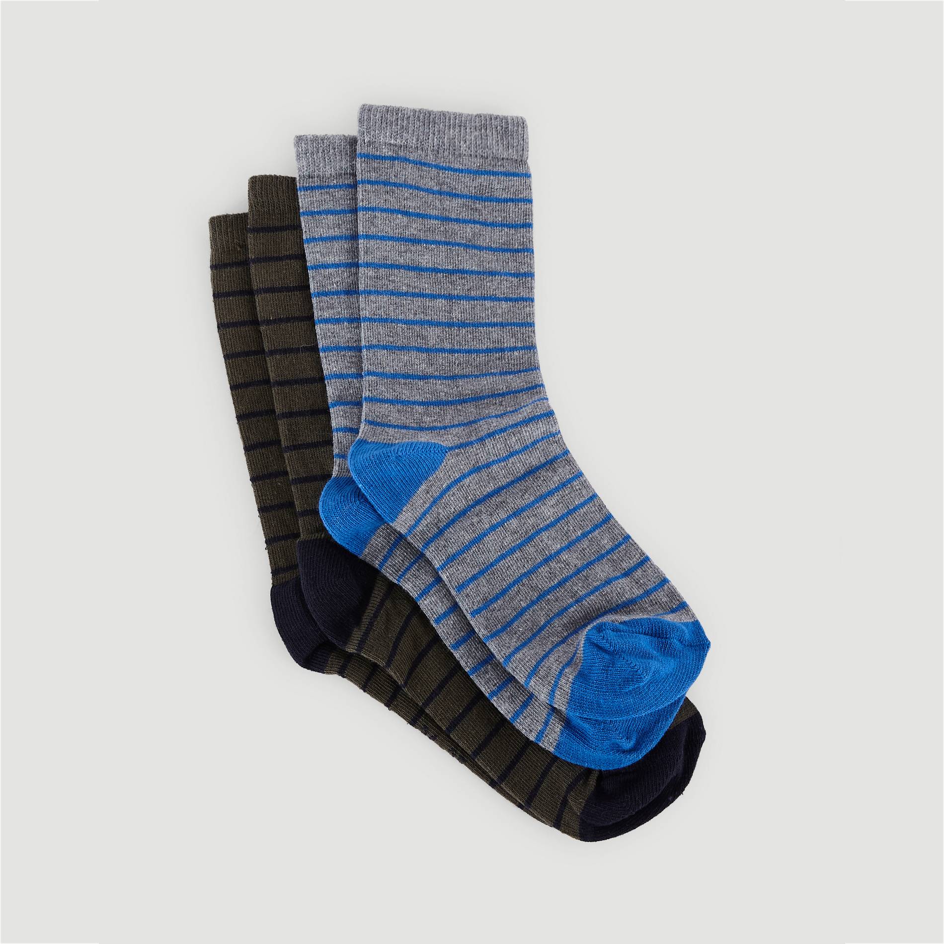 Lot de 2 paires de chaussettes rayees - Oeko-Tex ®, Vert foncé, large image number 0