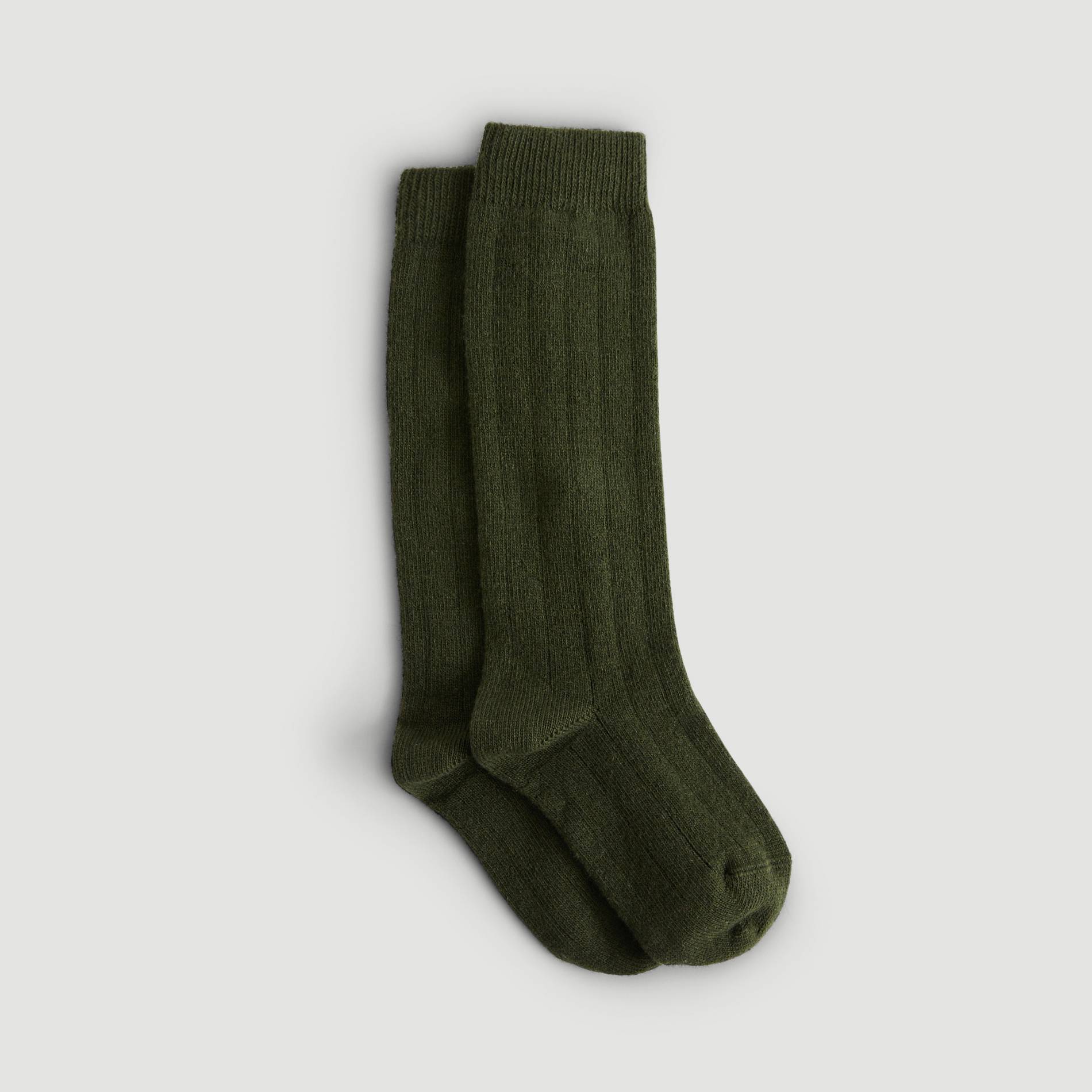 Chaussettes hautes a côtes, Vert foncé, large image number 0