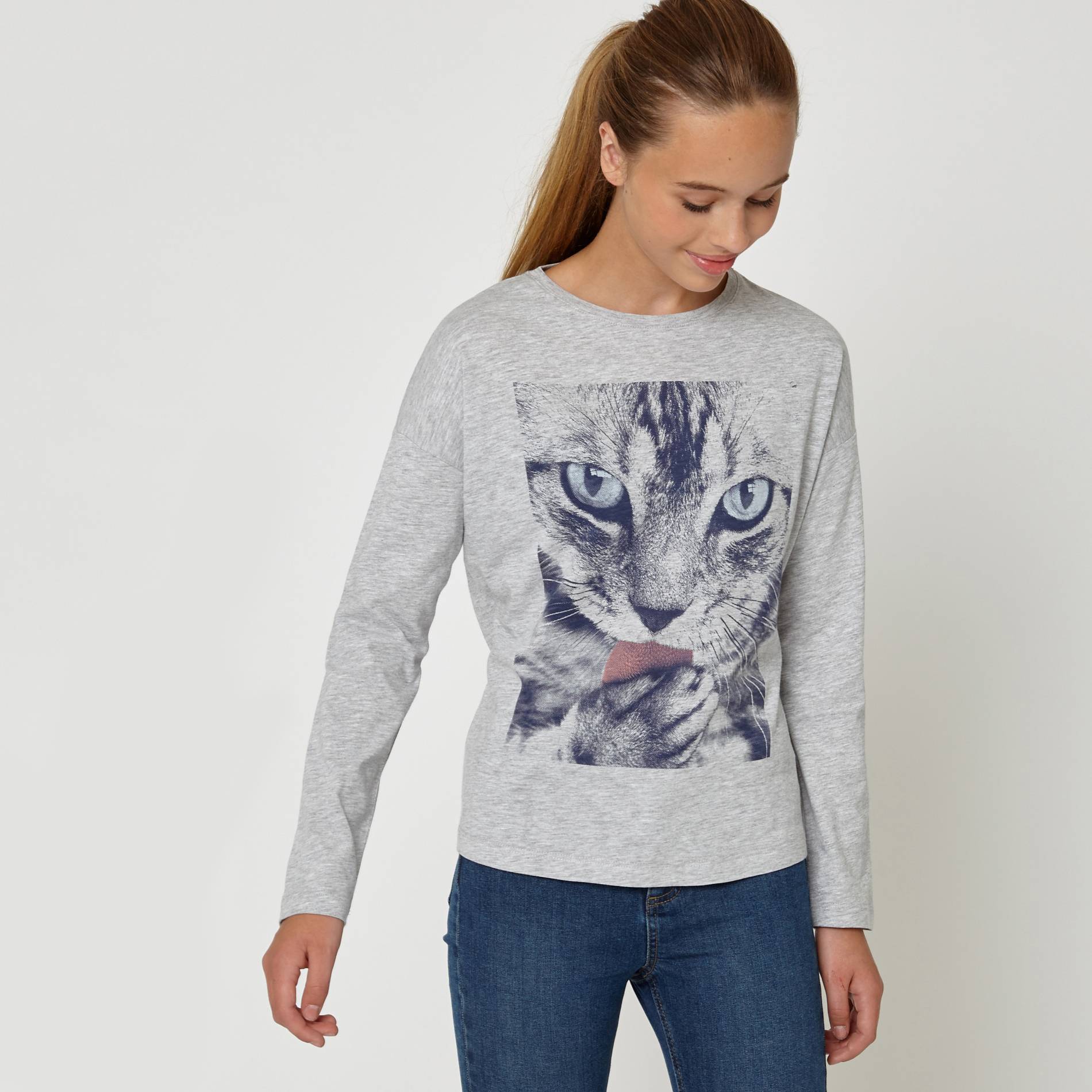 T-shirt imprime en coton BIO, Gris moyen, large image number 0