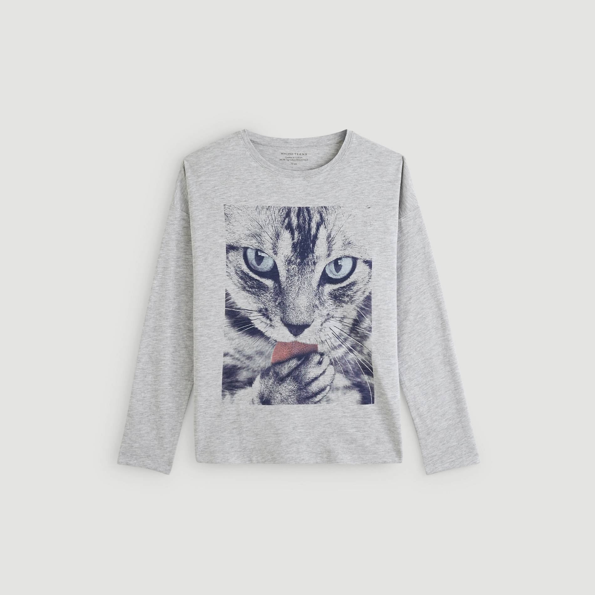 T-shirt imprime en coton BIO, Gris moyen, large image number 1.0