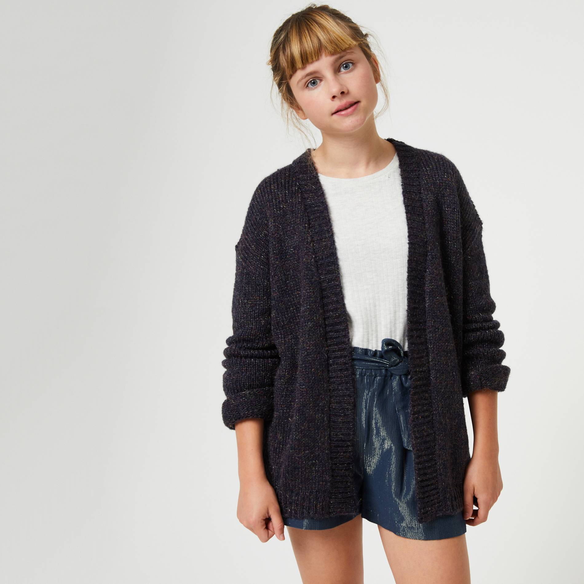Cardigan col v, Bleu marine, large image number 0.0