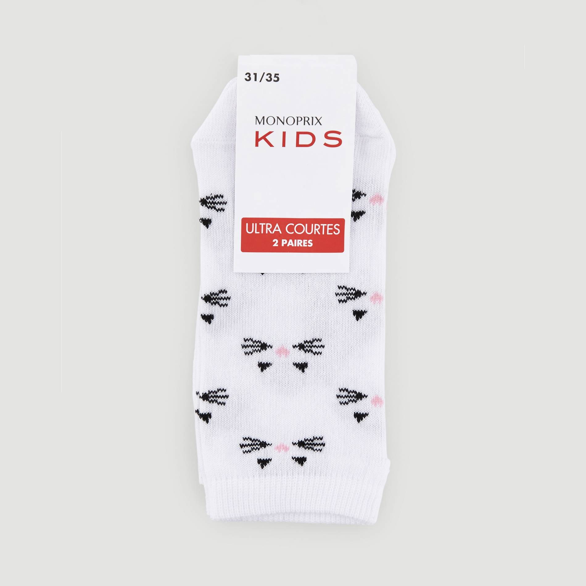 Lot de 2 paires de chaussettes imprimees - Oeko-Tex ®, Blanc, large image number 0.0