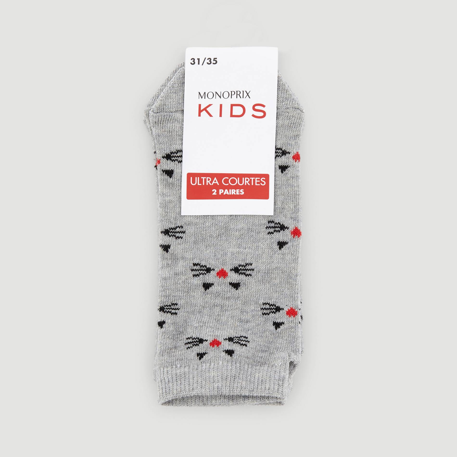 Lot de 2 paires de chaussettes imprimees - Oeko-Tex ®, Gris moyen, large image number 0