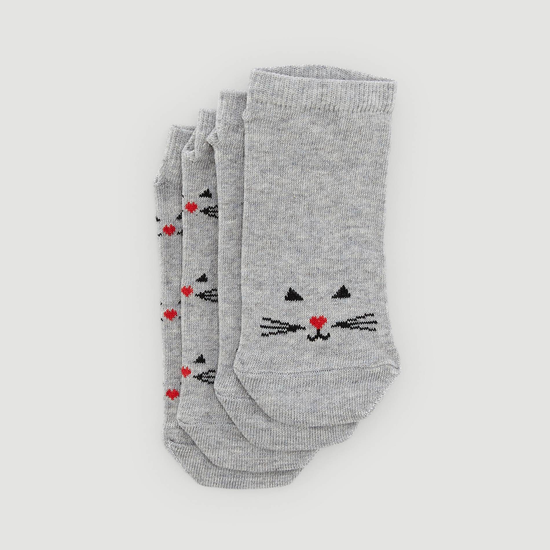 Lot de 2 paires de chaussettes imprimees - Oeko-Tex ®, Gris moyen, large image number 1