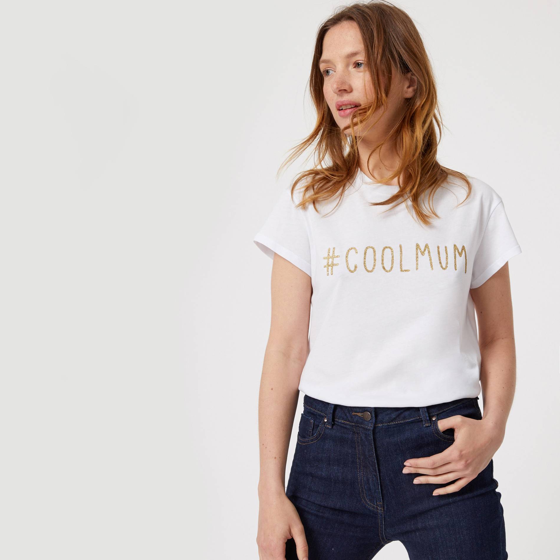 T-shirt en coton à message, Blanc, large image number 0.0