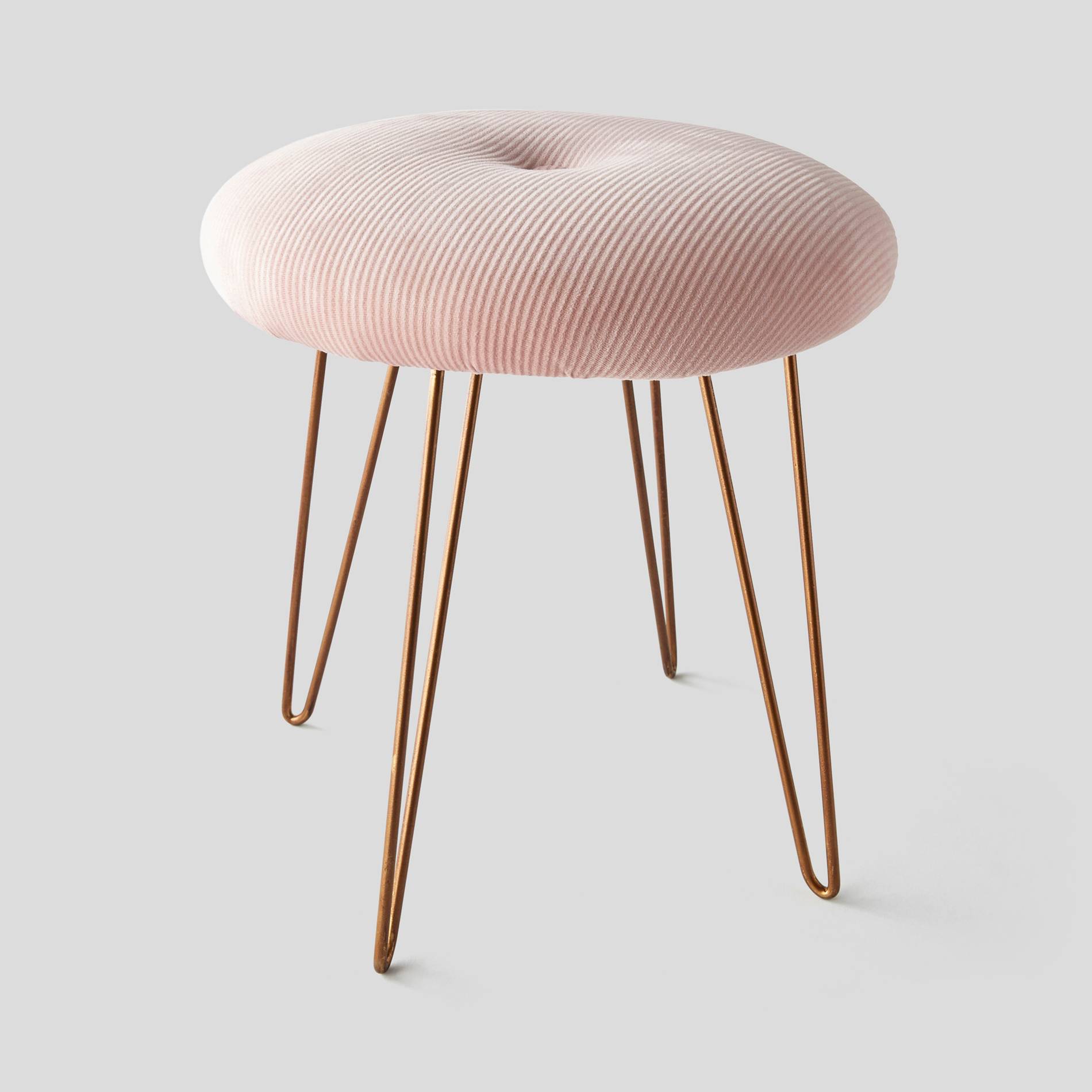 Tabouret en velours et métal, Bois de rose, large image number 0