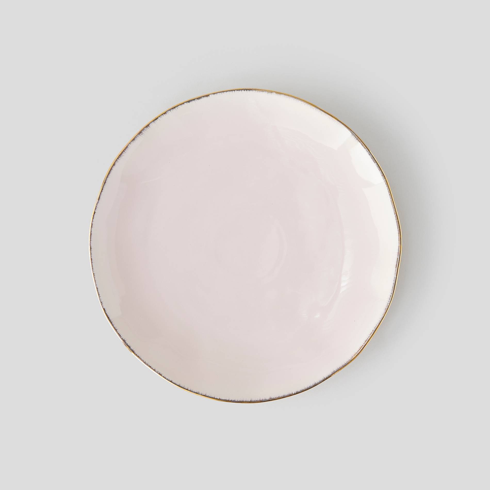 Assiette plate avec liseré doré, Bois de rose, large image number 0
