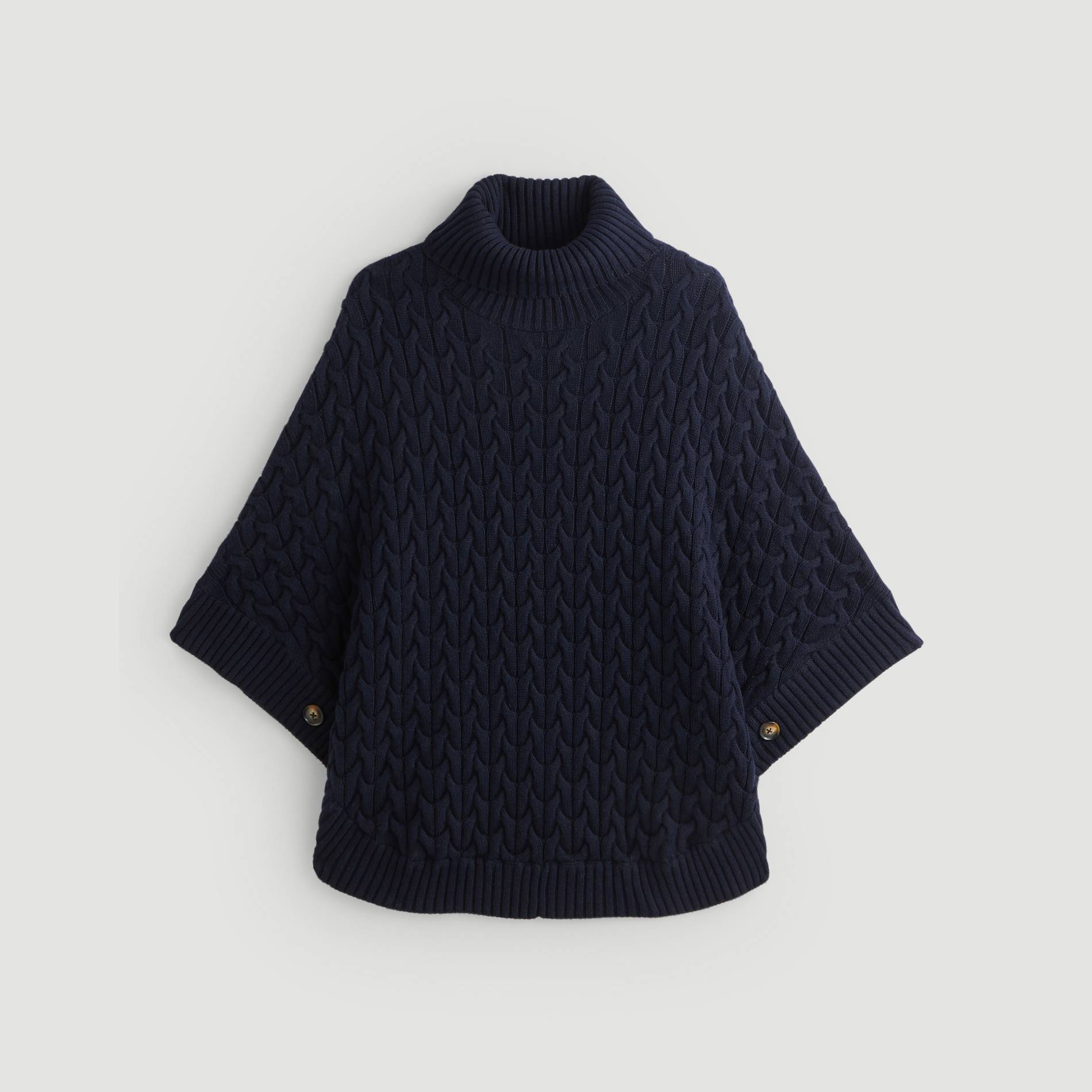 Poncho tricot torsade, Bleu marine, large image number 2