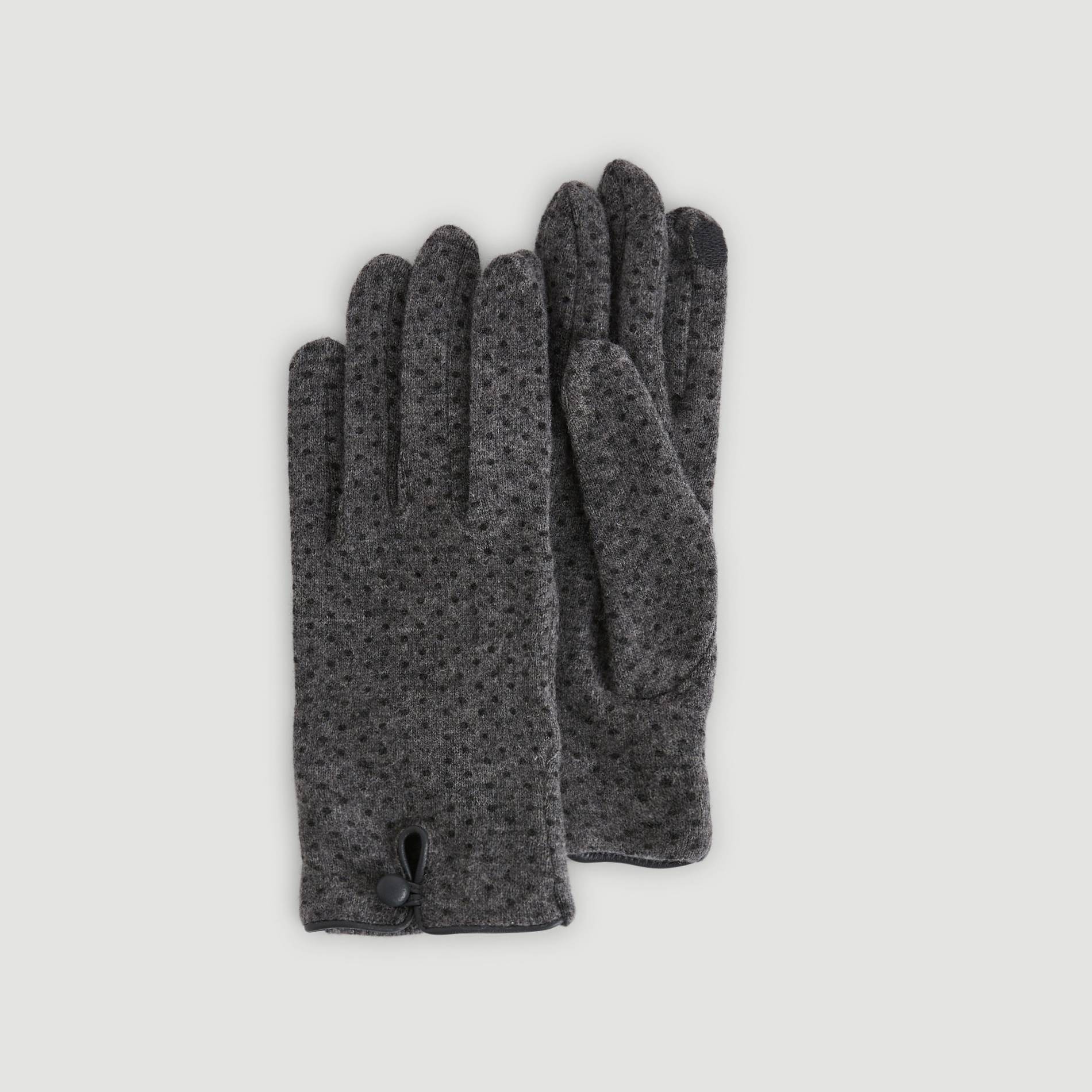Gants imprime petits pois, Gris moyen, large image number 0