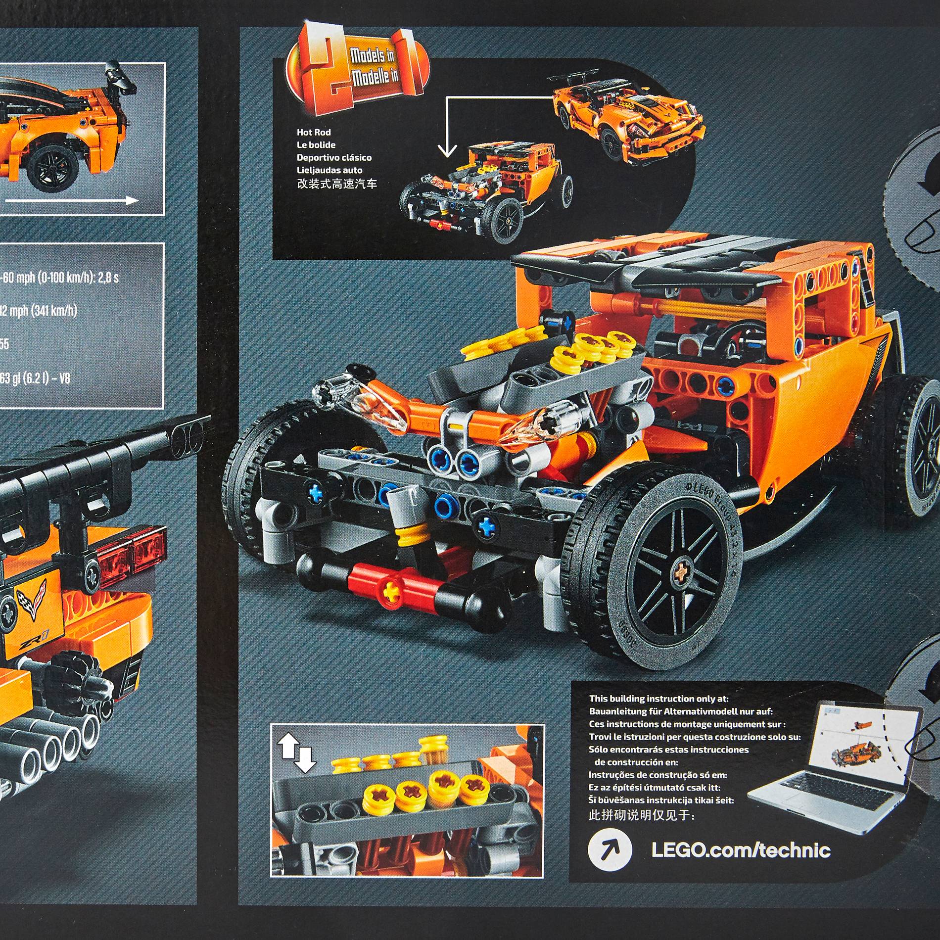 Chevrolet Corvette zr1 Lego Tecnics, Noir, large image number 1