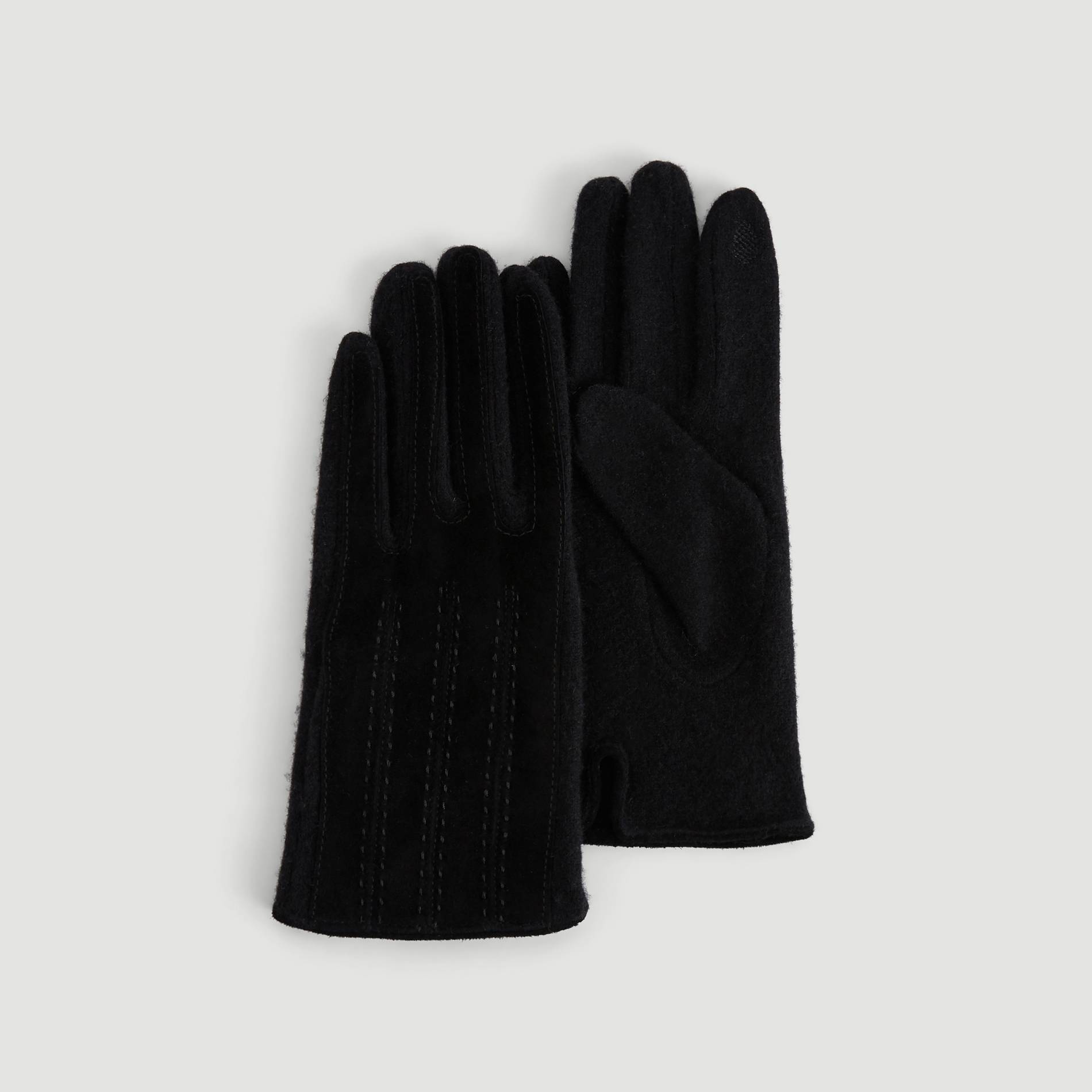 Gants bi matiere unis, Noir, large image number 0.0
