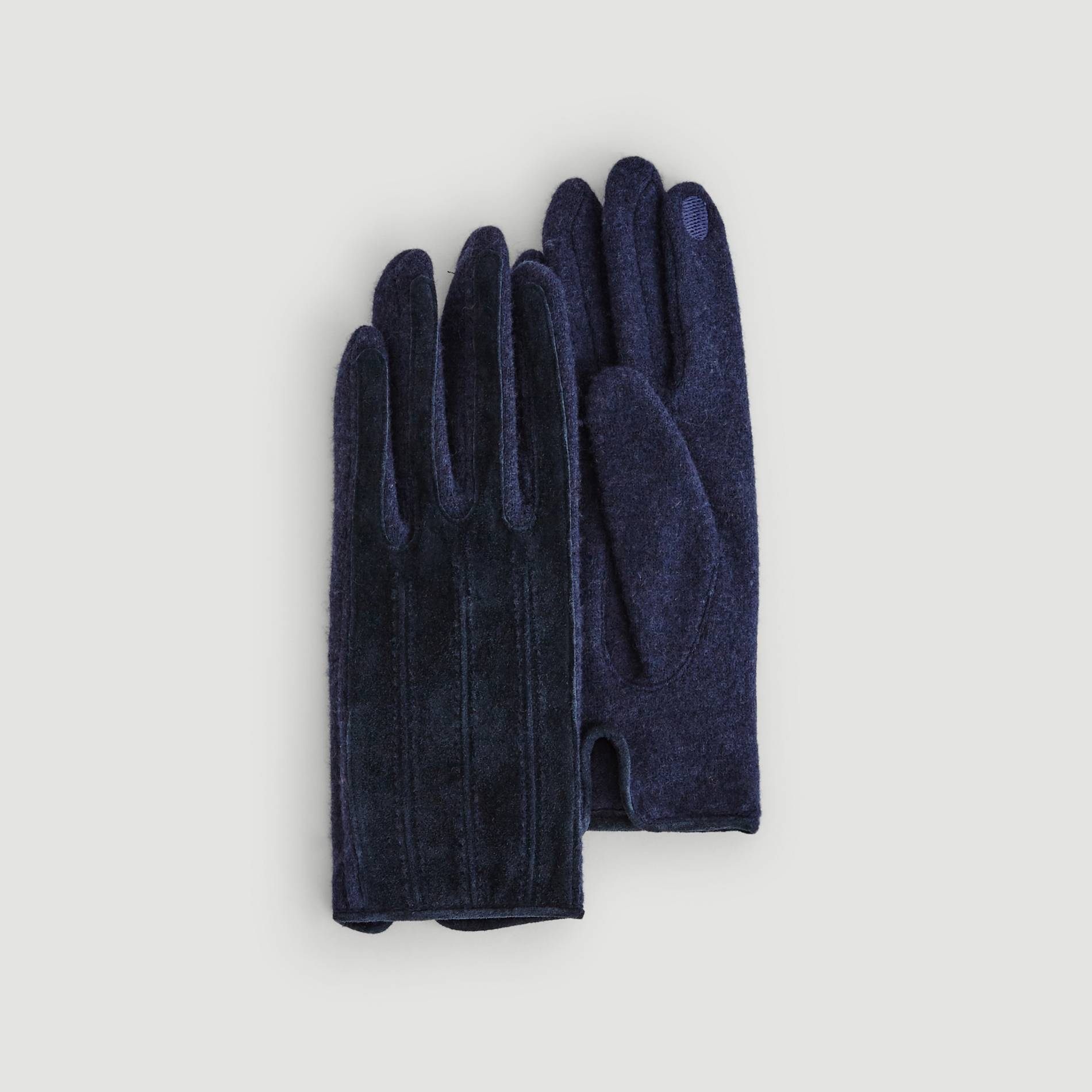 Gants bi matiere unis, Bleu marine, large image number 0.0