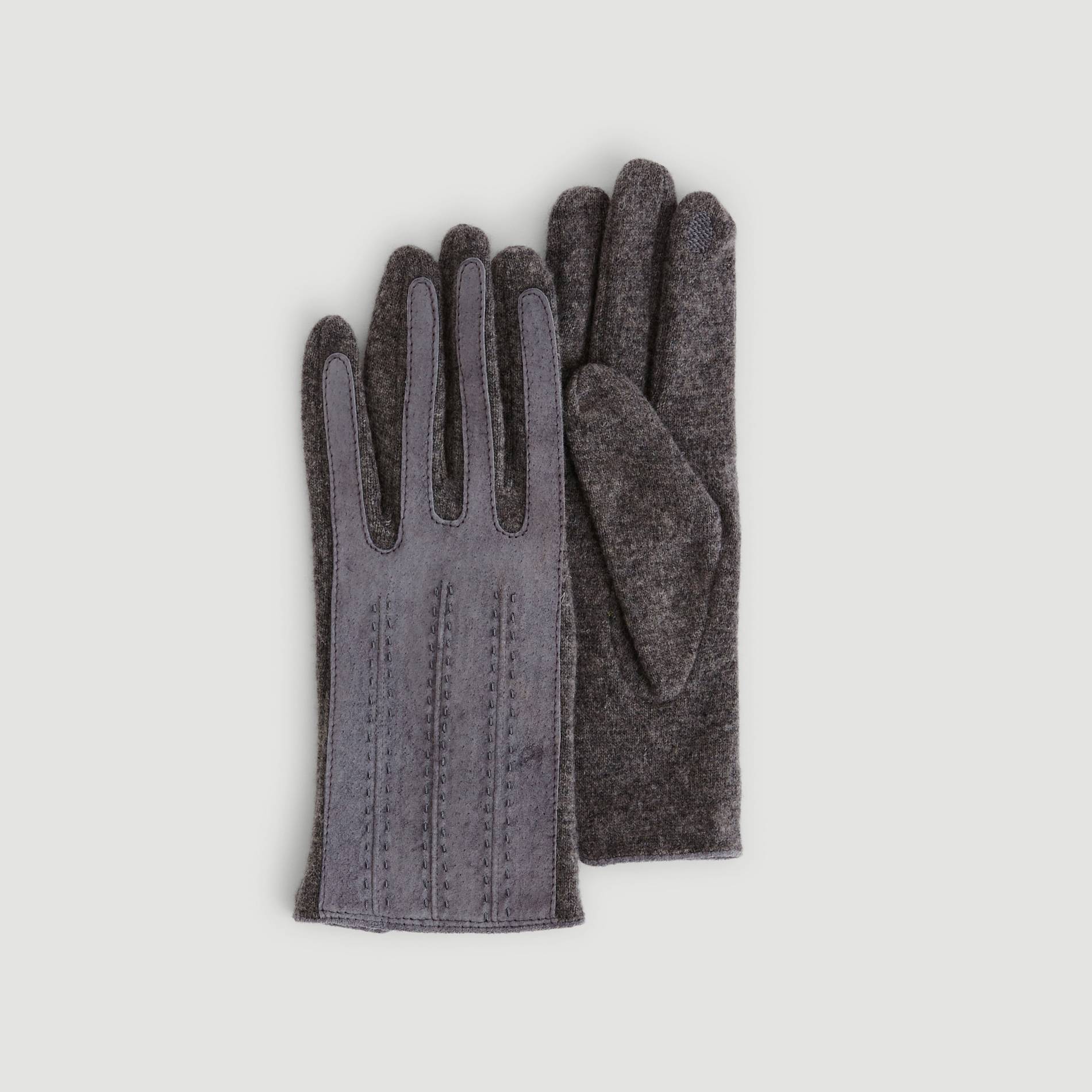 Gants bi matiere unis, Gris moyen, large image number 0