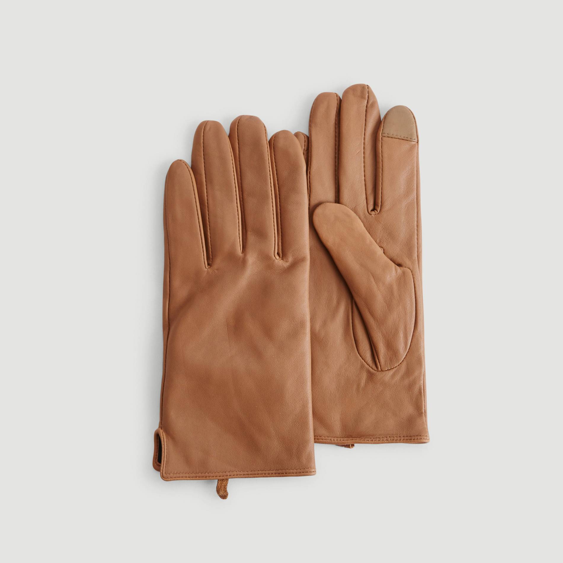 Gants en cuir unis, Caramel, large image number 0