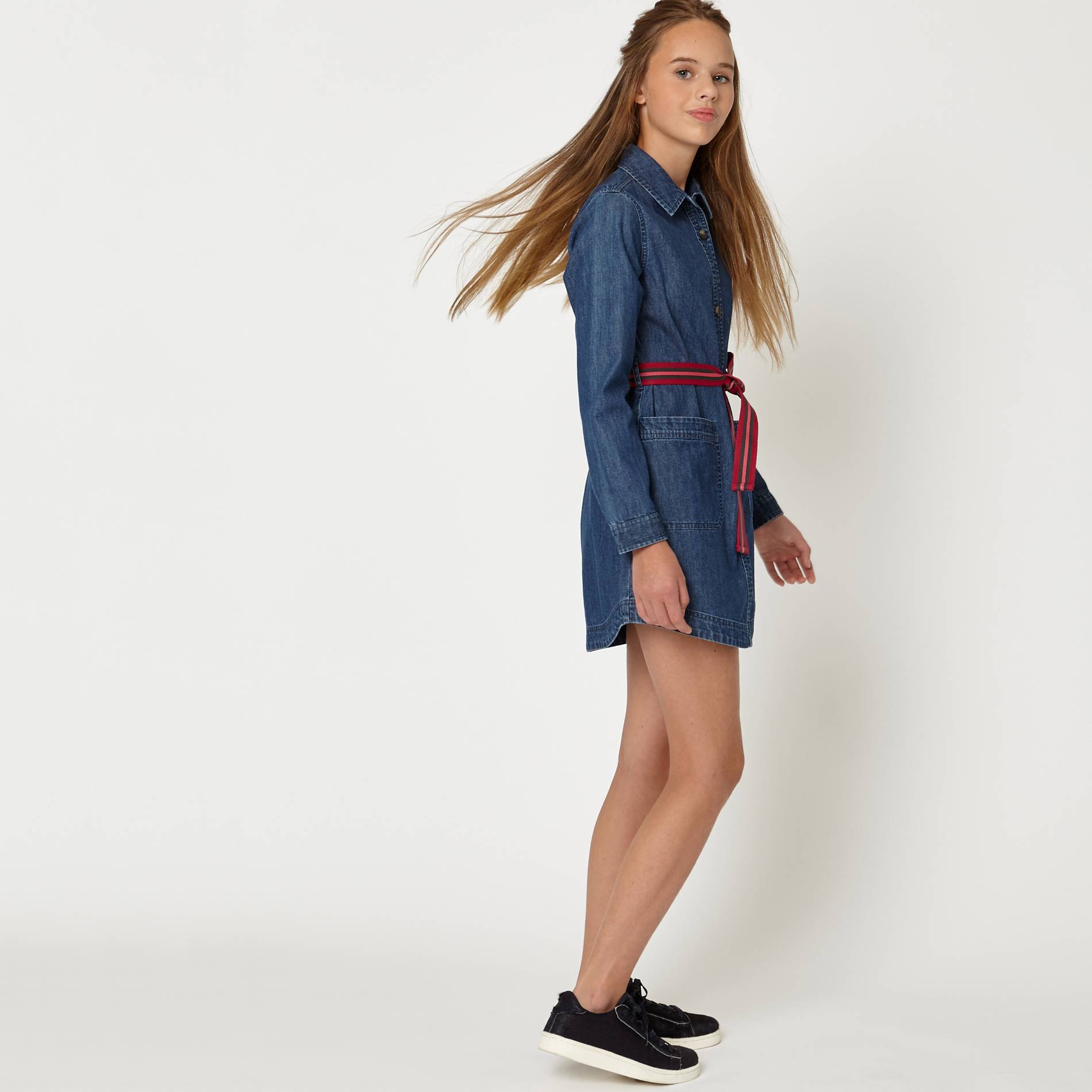 Robe chemise denim, Bleu, large image number 0