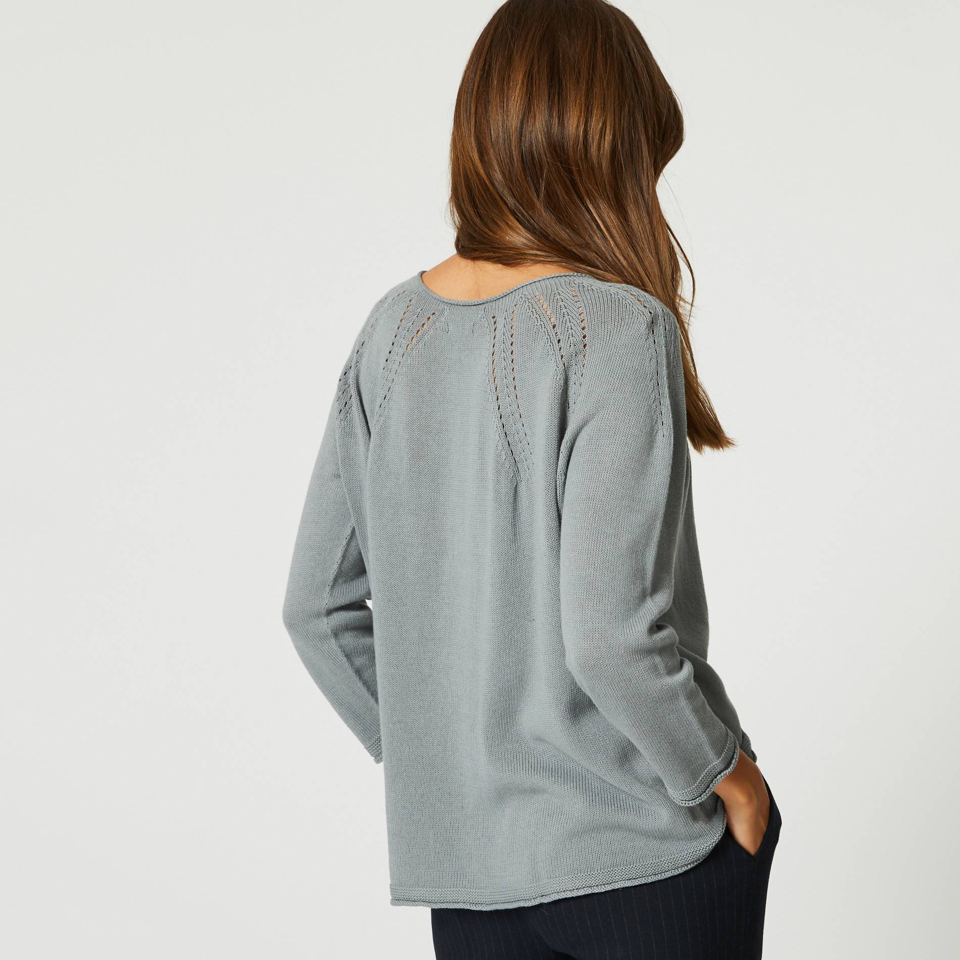 Pull italien ample en coton, Gris moyen, large image number 1
