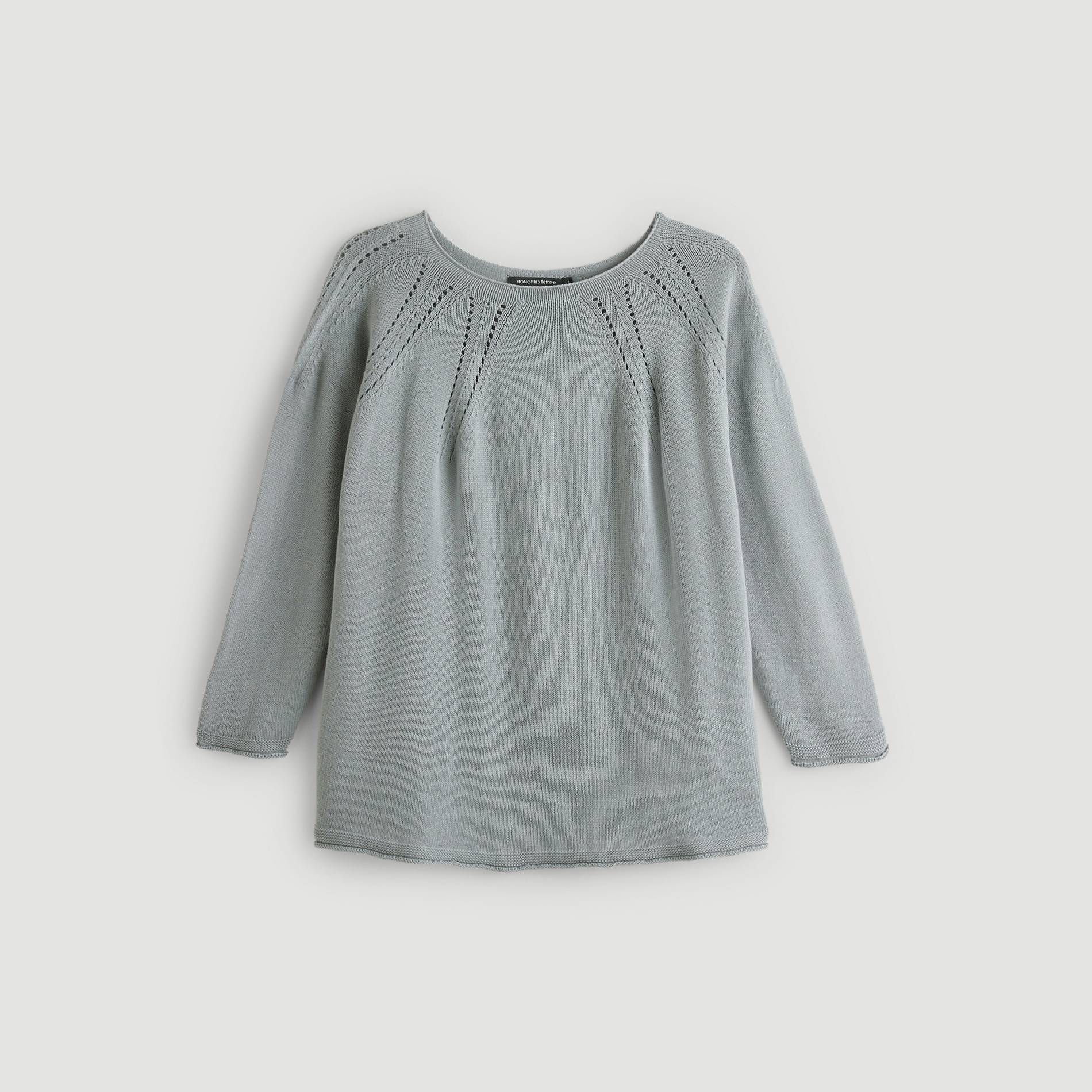 Pull italien ample en coton, Gris moyen, large image number 2