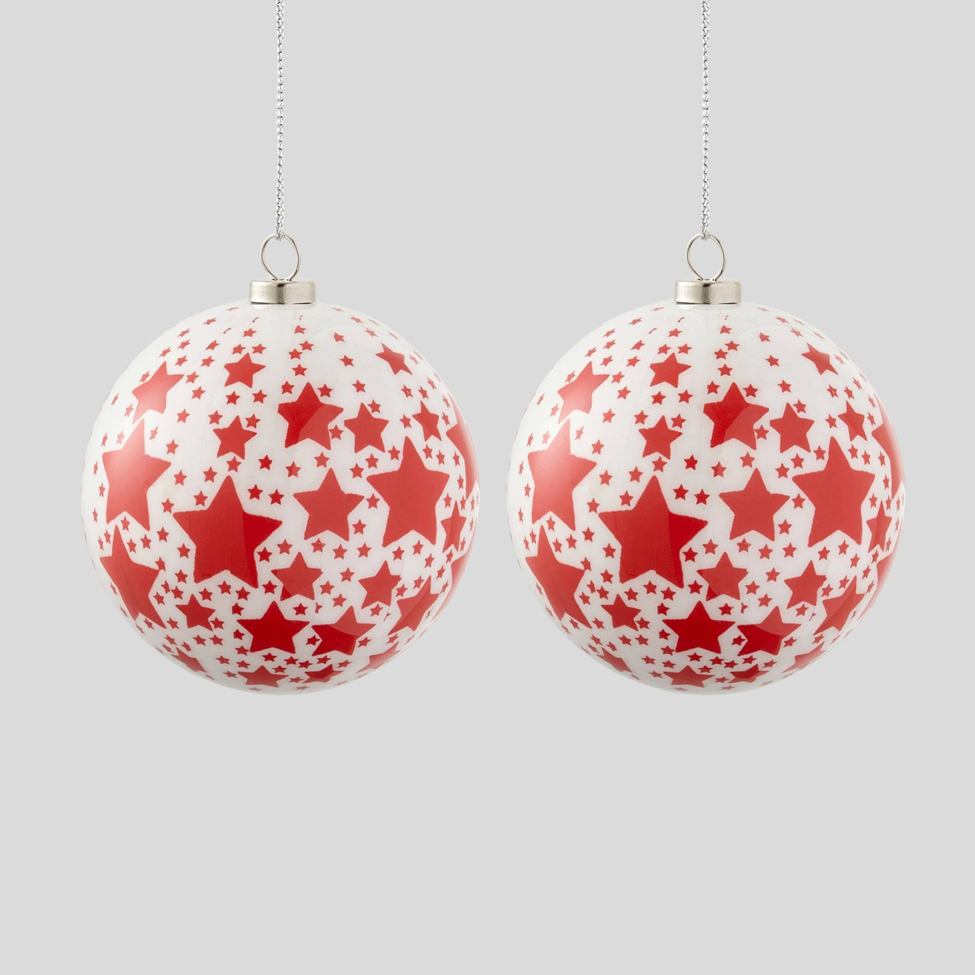 Lot de 2 boules décoratives traditionnelles, Blanc, large image number 0.0