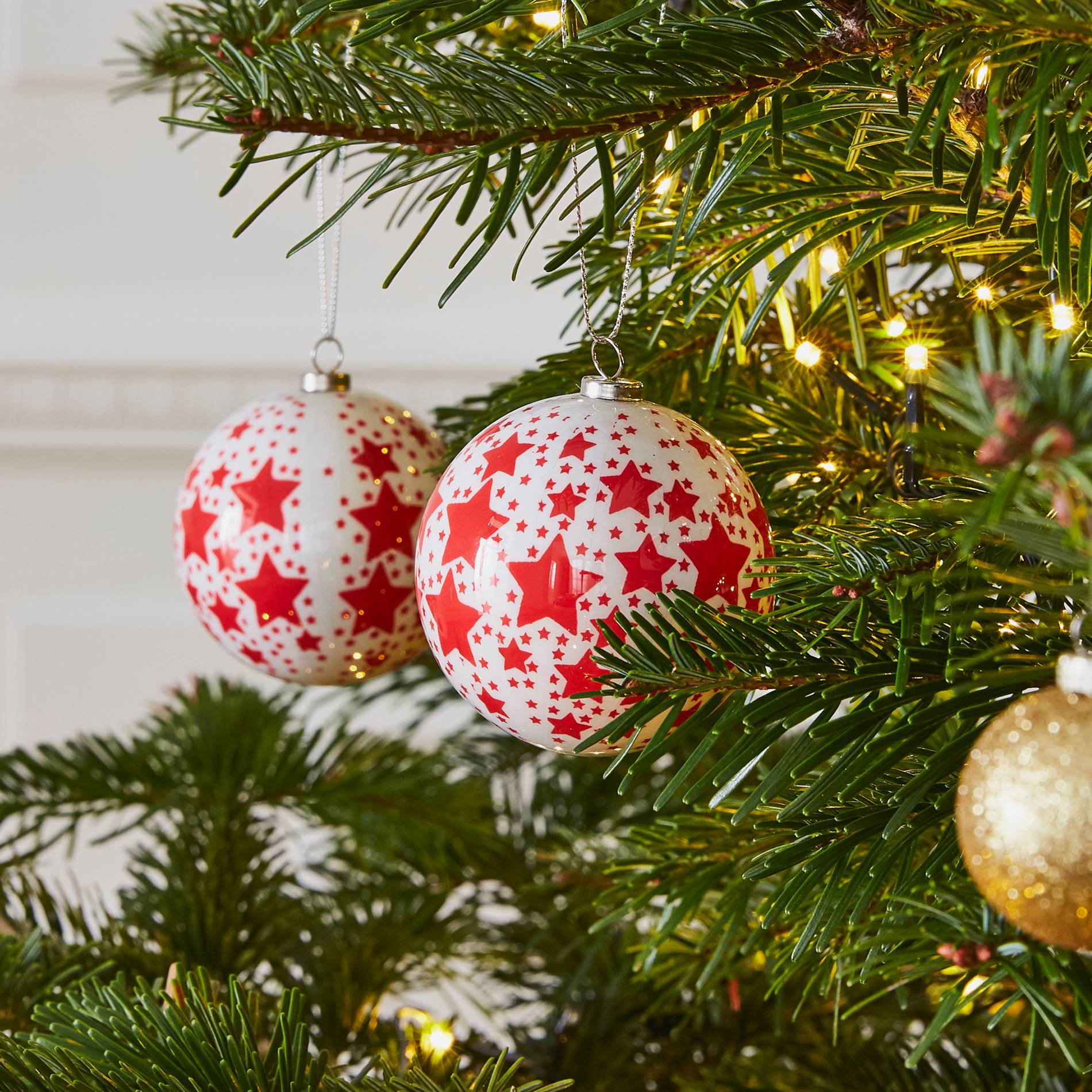 Lot de 2 boules décoratives traditionnelles, Blanc, large image number 1.0