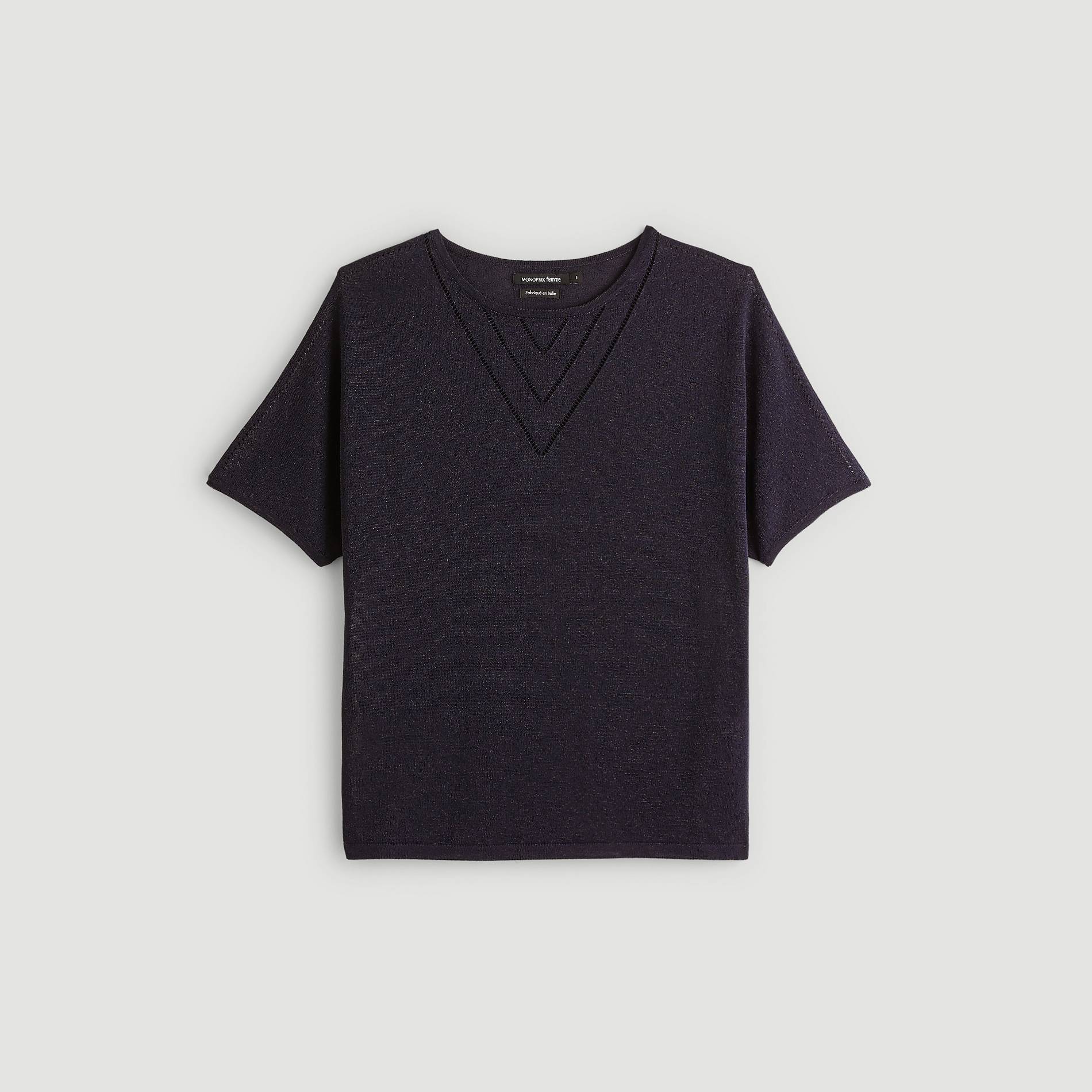 Pull manches longues brillant, Bleu marine, large image number 2.0