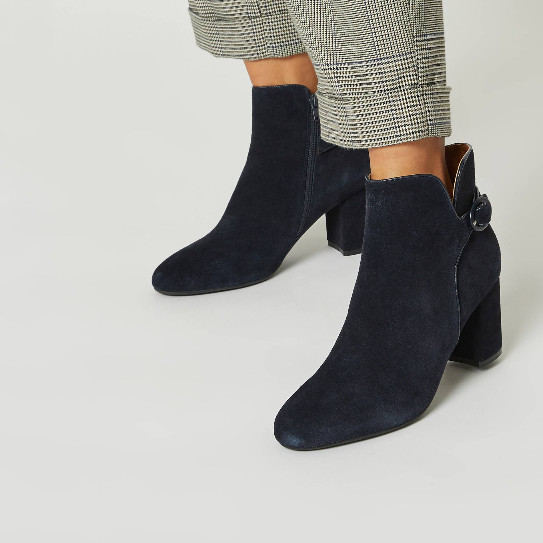 Boots en cuir a talons, Bleu marine, large image number 0