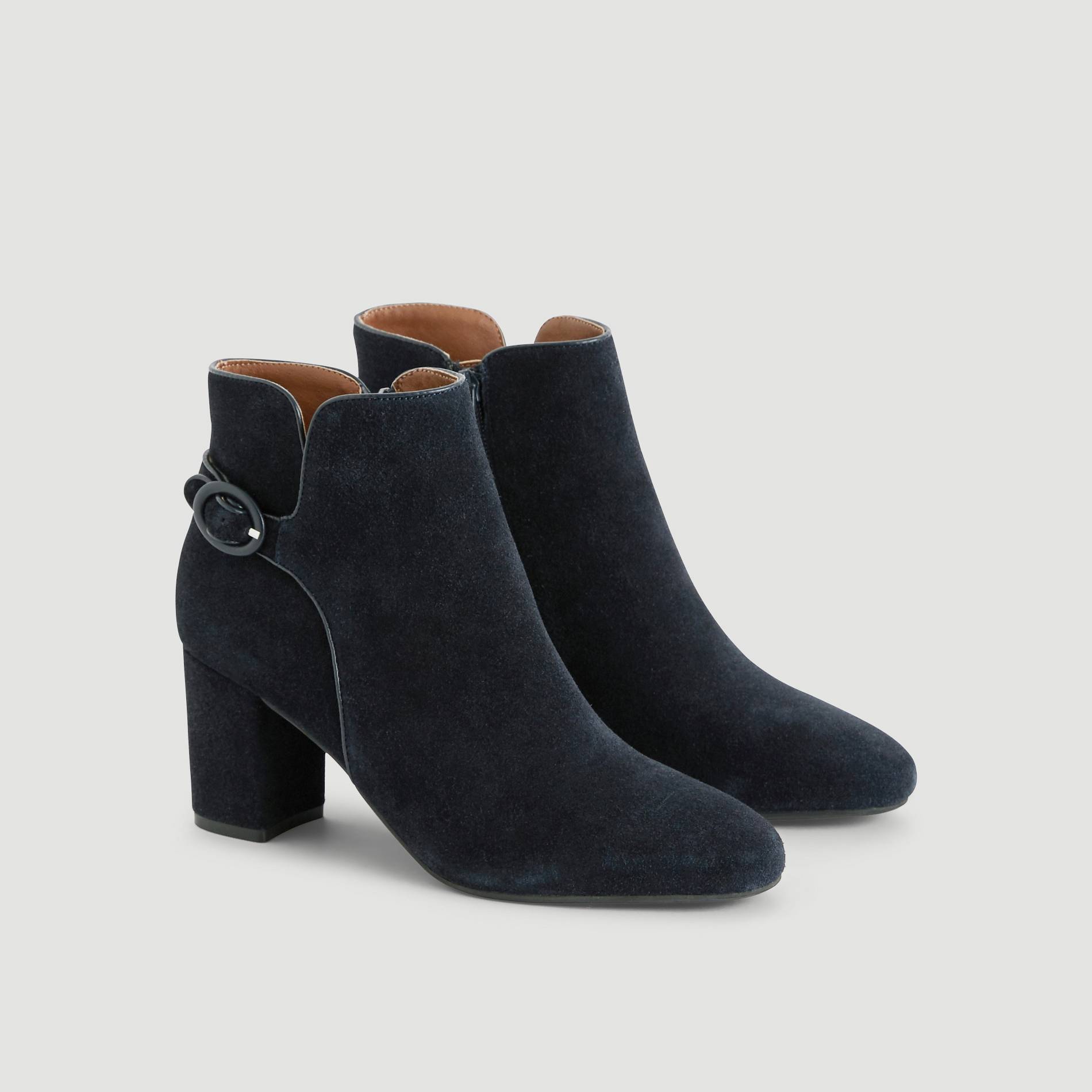 Boots en cuir a talons, Bleu marine, large image number 2