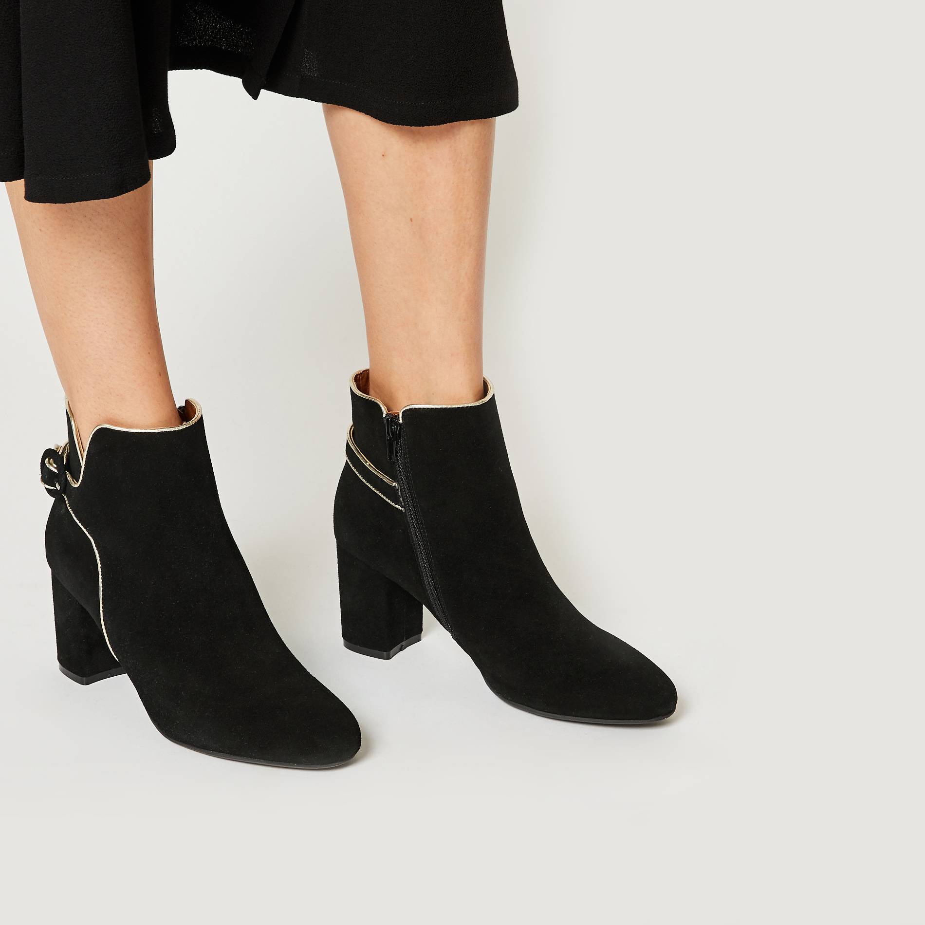 Boots en cuir a talons, Noir, large image number 0