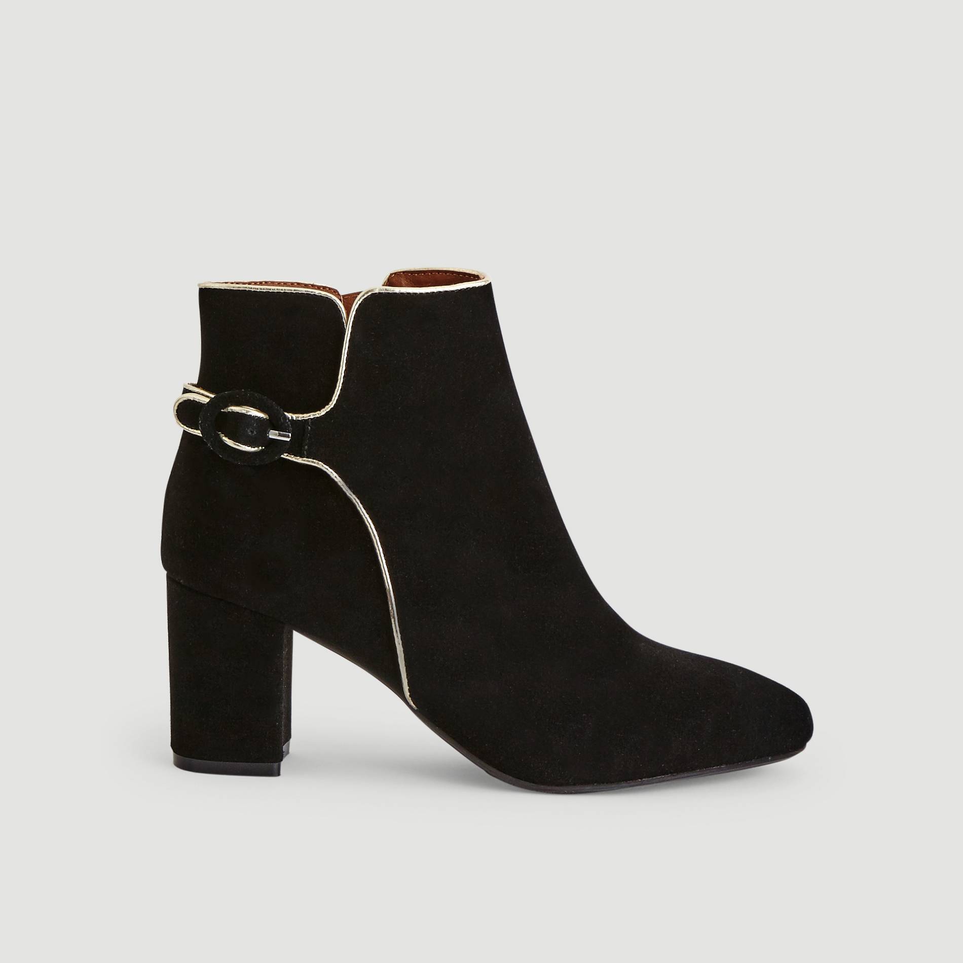 Boots en cuir a talons, Noir, large image number 1