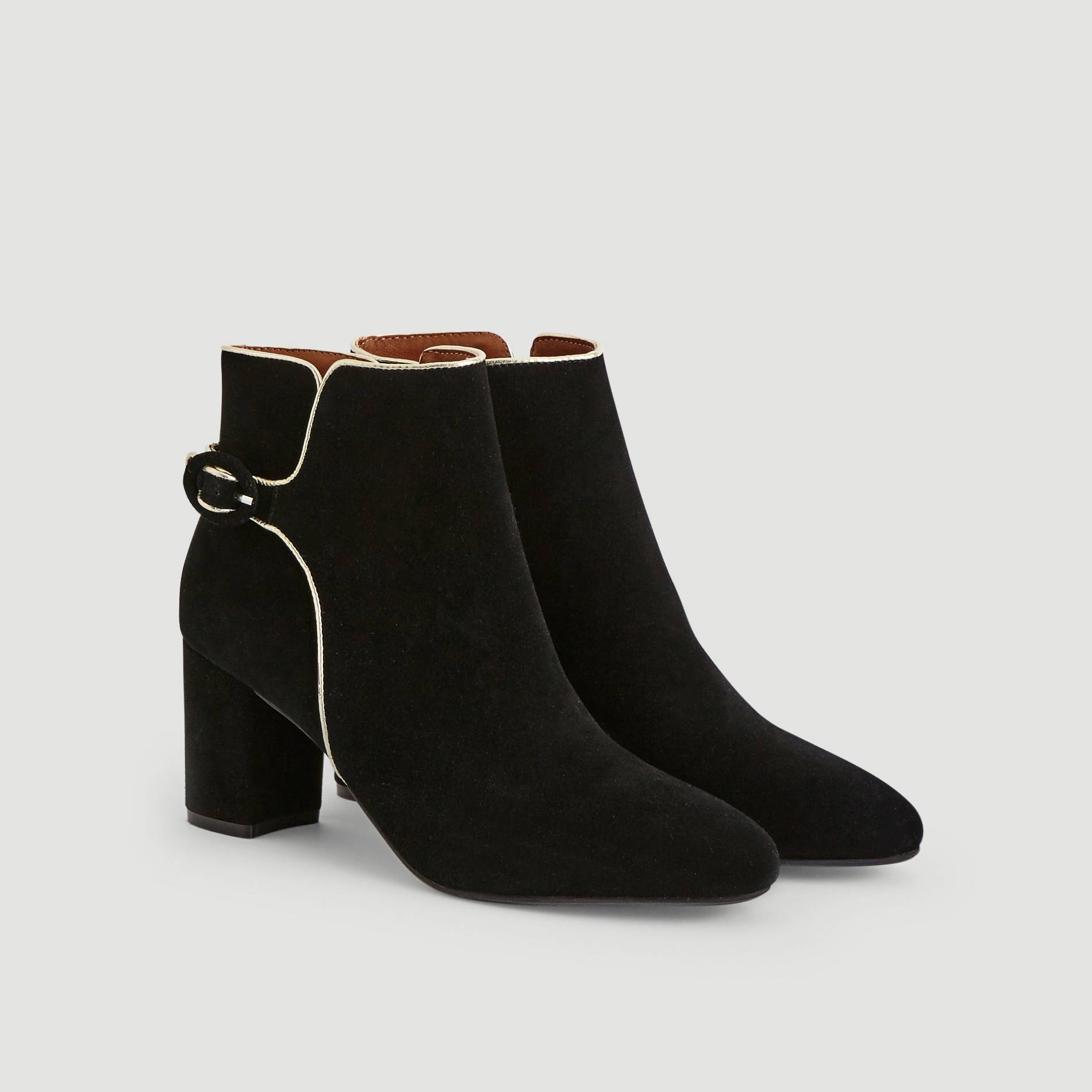 Boots en cuir a talons, Noir, large image number 2.0