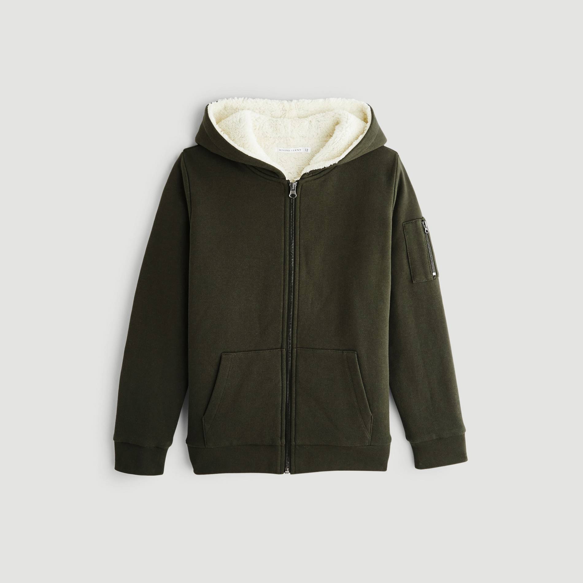 Sweat zippe a capuche, Vert foncé, large image number 1