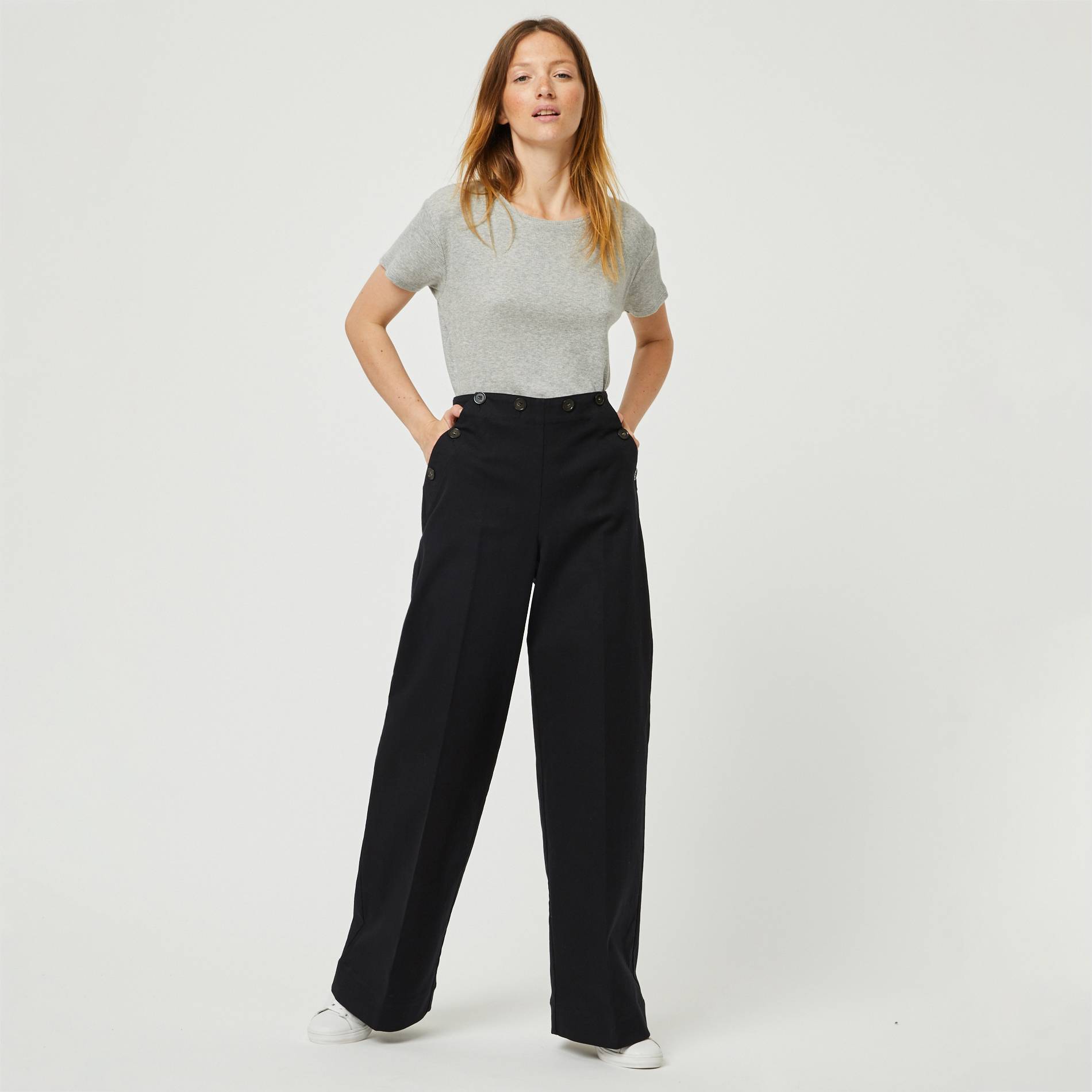 Pantalon large, Noir, large image number 0.0