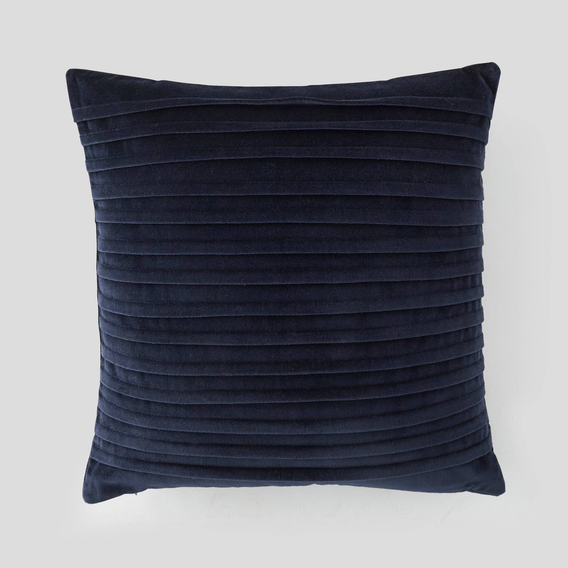 Coussin en velours plissé, 45x45cm, Bleu marine, large image number 0.0