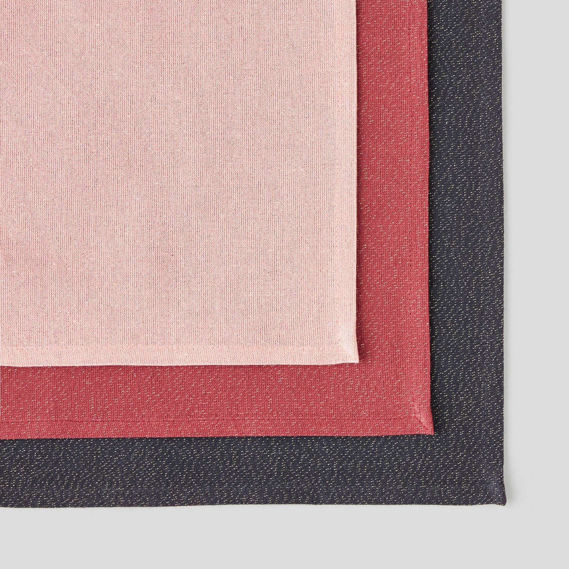 Set de 3 serviettes de table, avec fils dorés, Bois de rose, large image number 1.0