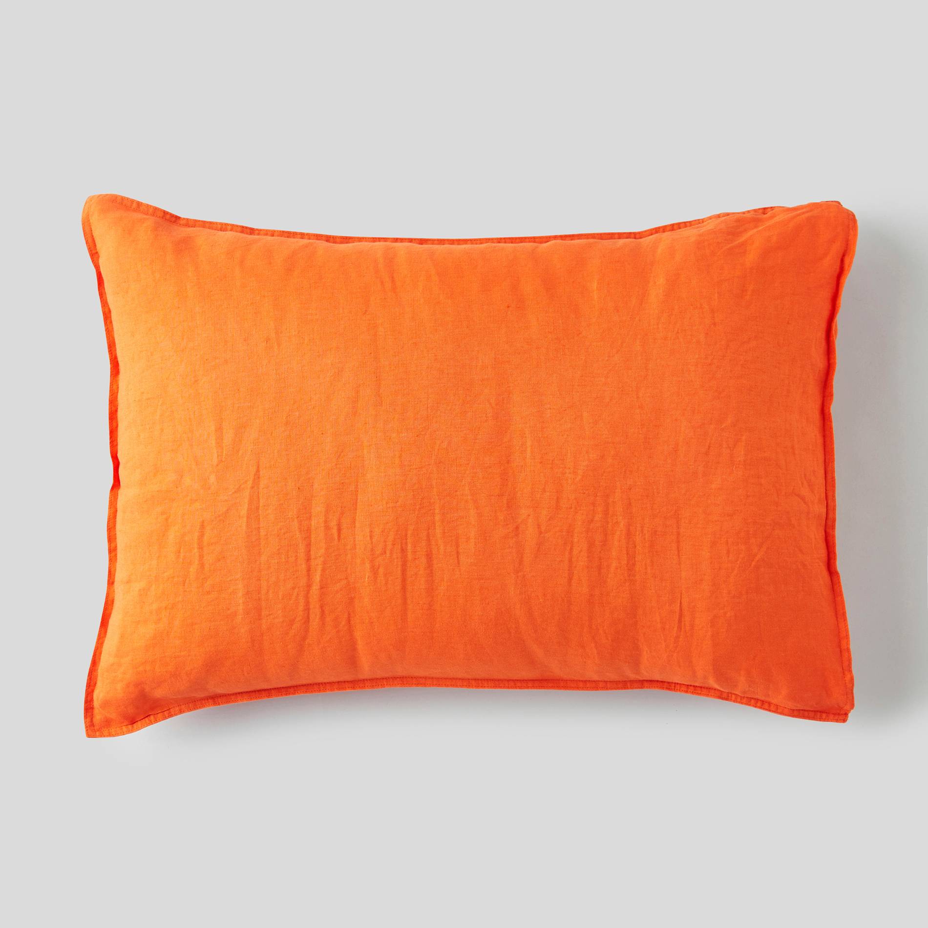 Taie d'oreiller rectangulaire 50x70cm, 100% lin lavé, Orange, large image number 0