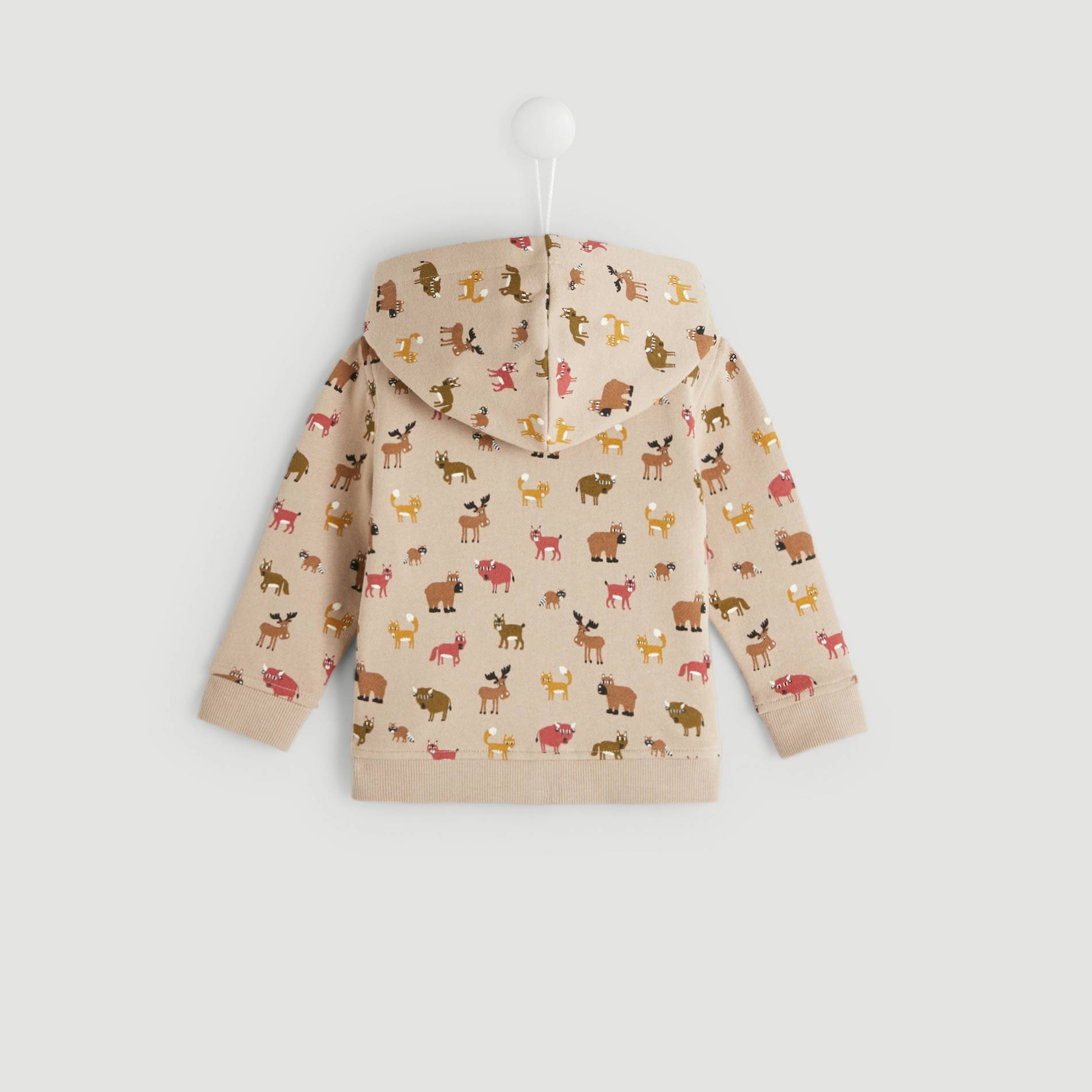 Sweat a capuche zipe imprime, Caramel, large image number 1