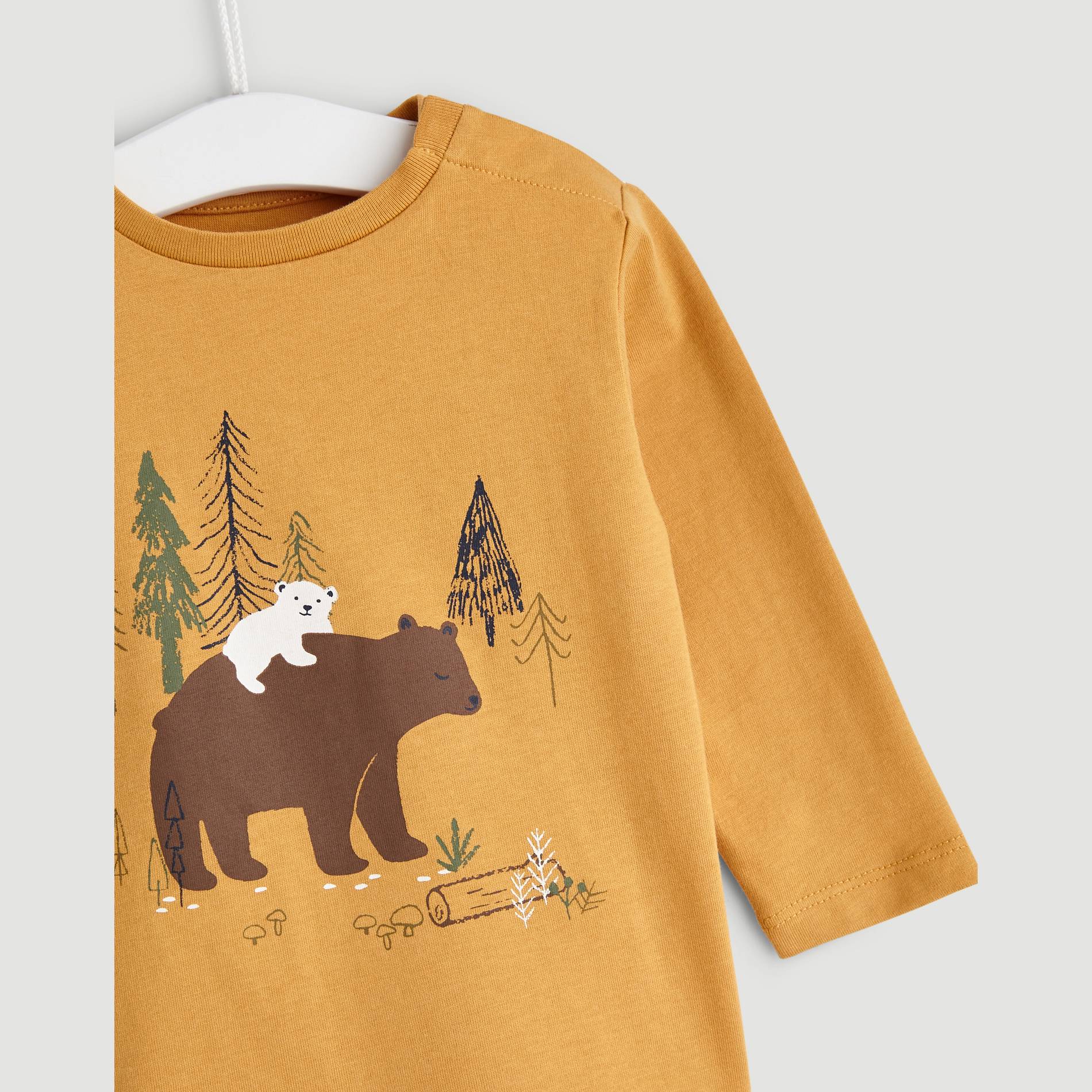 T-shirt manches longues imprime animal, Moutarde, large image number 2.0