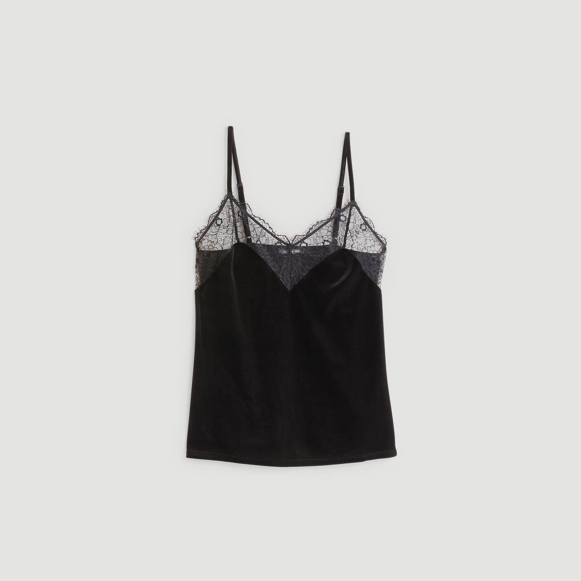 Top en velours et dentelle, Noir, large image number 2