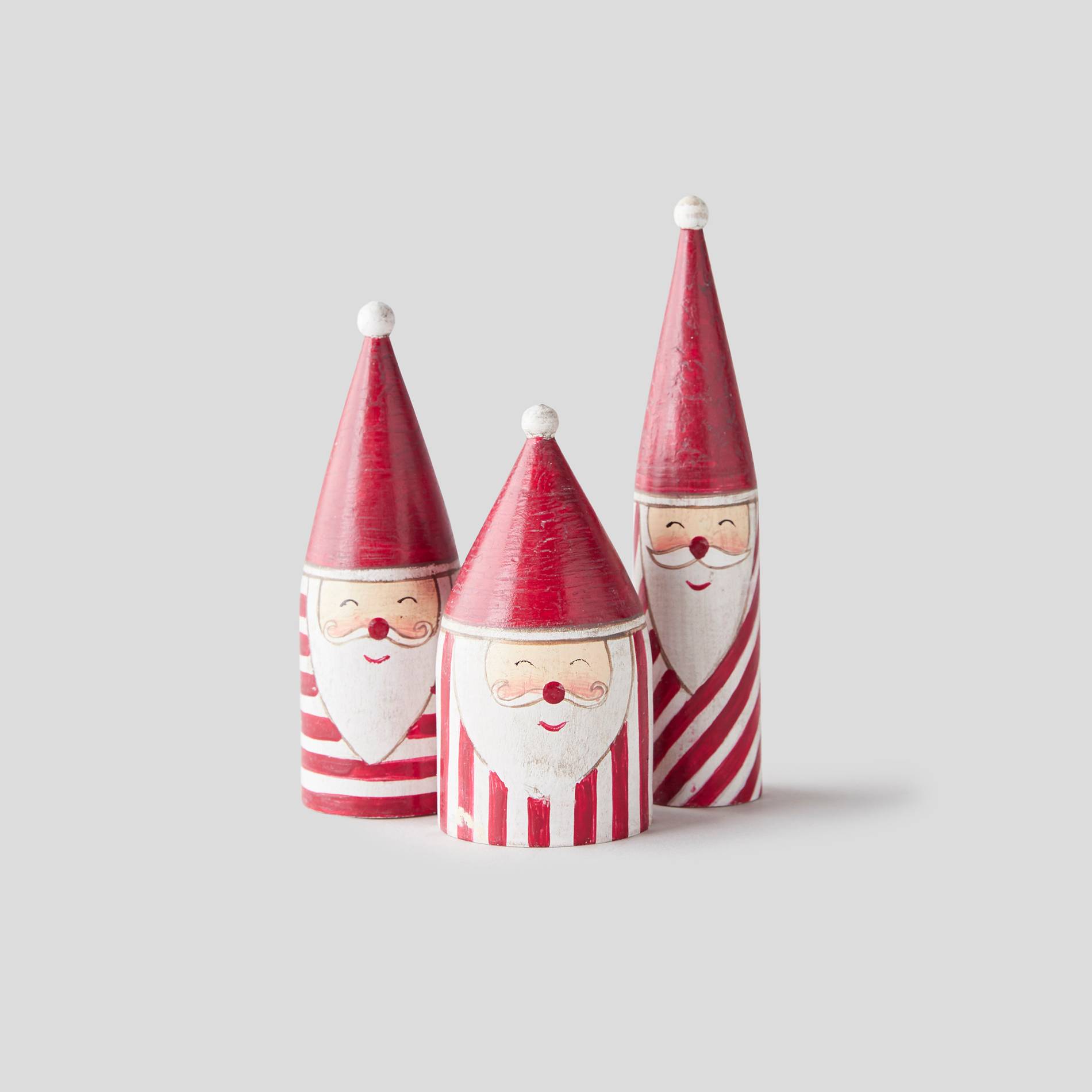 Lot de 3 pères noël en bois, Rouge, large image number 0