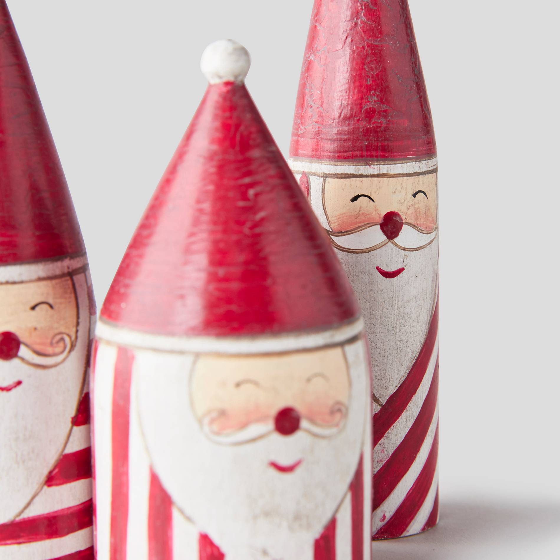 Lot de 3 pères noël en bois, Rouge, large image number 1